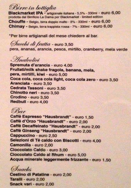 Menu di Bar Black Market 