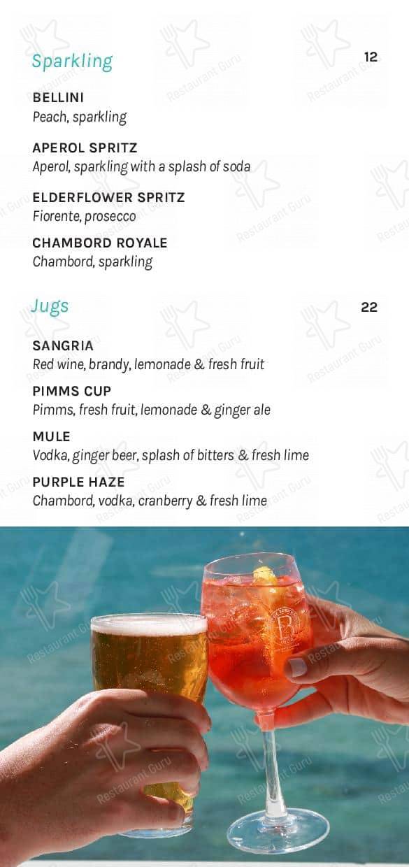 Bondi Icebergs Swimming CLUB menu