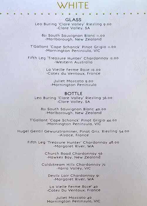 Menu at Copper and Fox restaurant, Pakenham