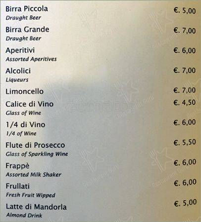 Menu de Caffe Niagara