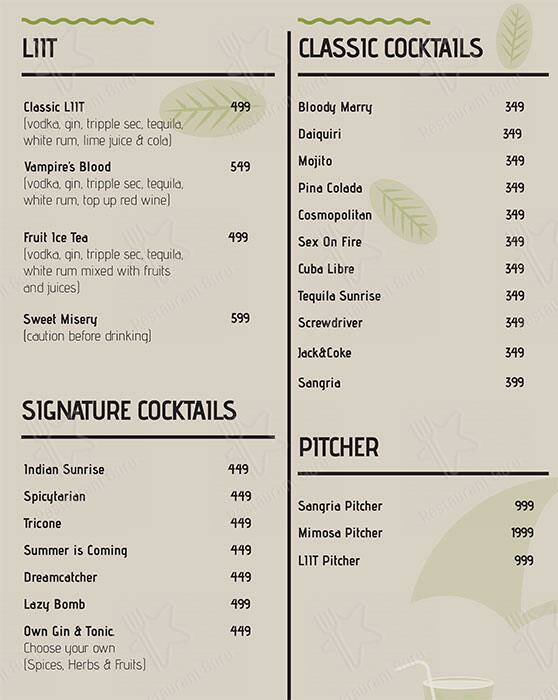 Lazy Shack menu