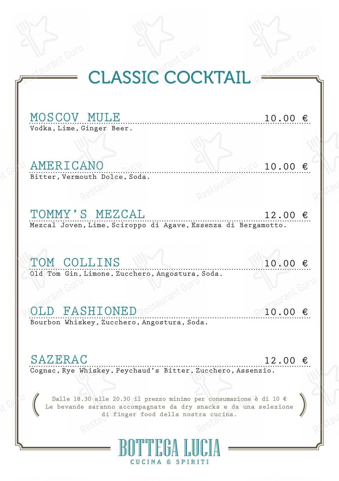 Lunch Menu per Bottega Lucia ristorante