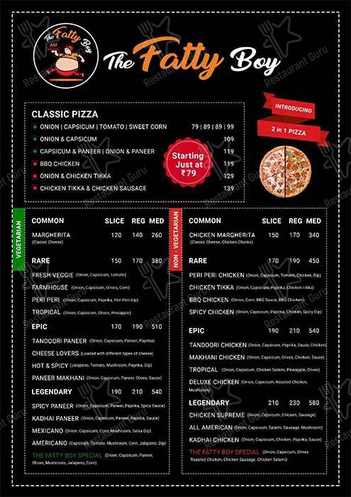 The Fatty Boy menu