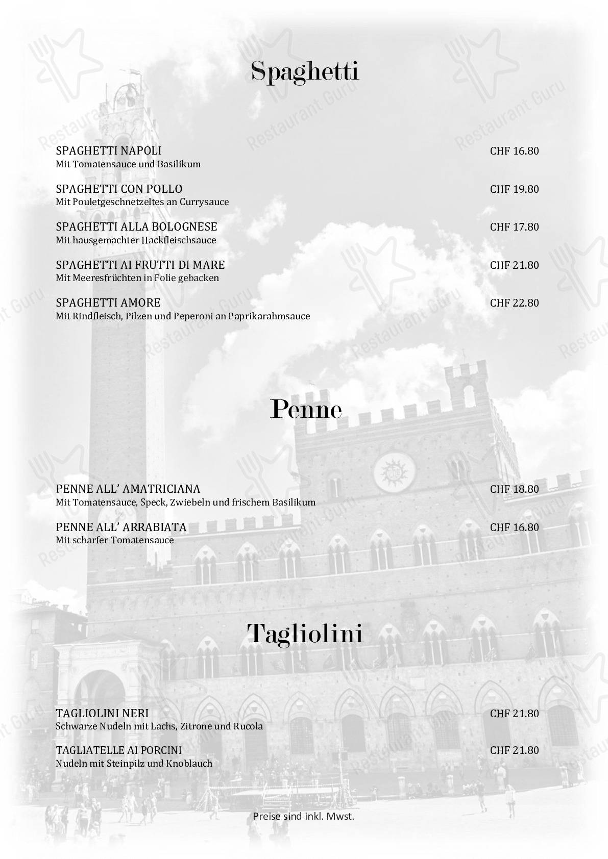 Menu di Dieci - piatti e bevande