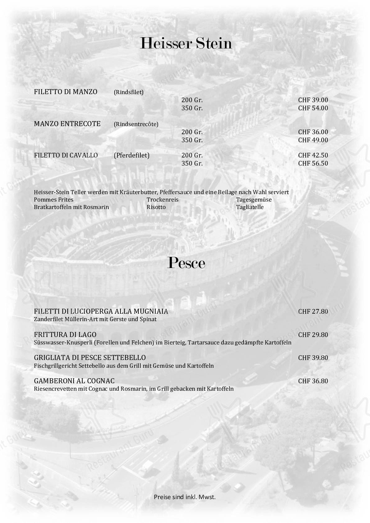 Menu di Dieci - piatti e bevande