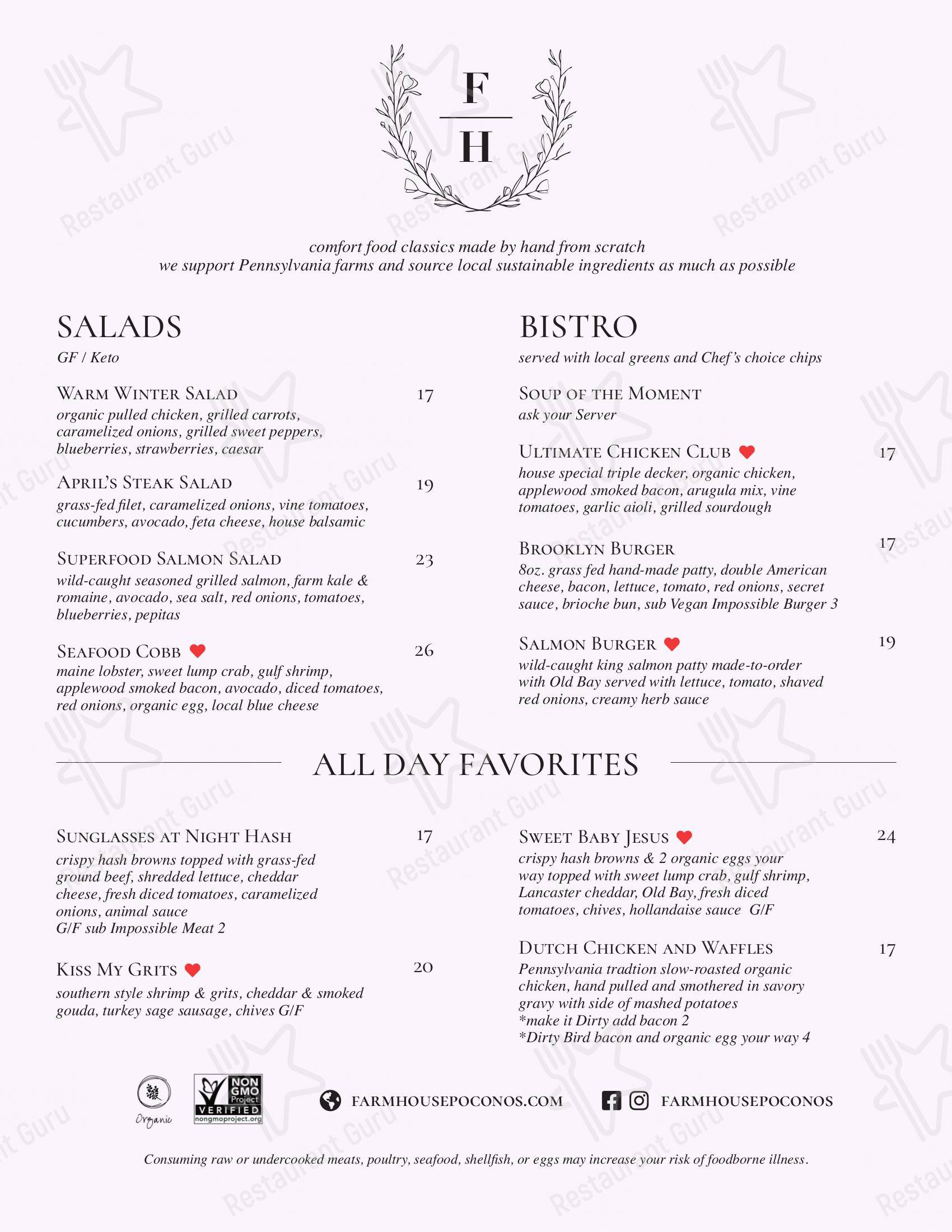 Menu at Farmhouse Eatery Crystal Street pub & bar, East Stroudsburg