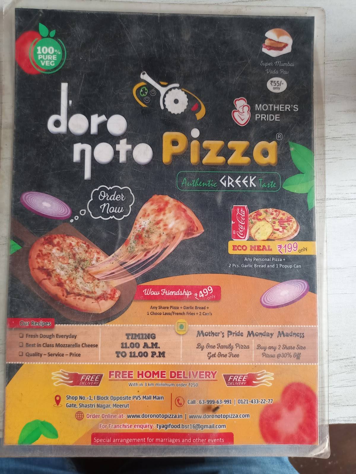 d'oro noto pizza menu