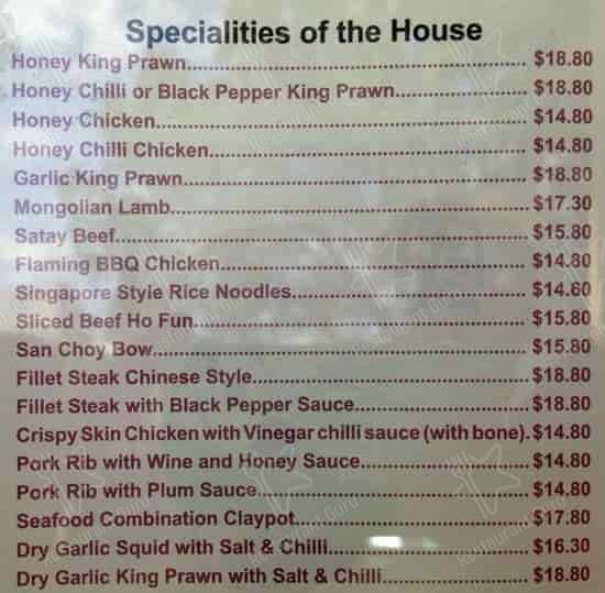 Menu at New Panda Chinese Restaurant, Mindarie