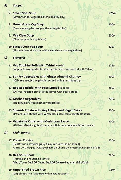 Oasis Vegan Treats menu
