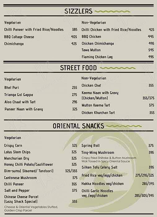 Lazy Shack menu