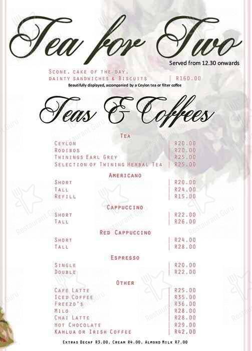 The Secret Tea Garden menu