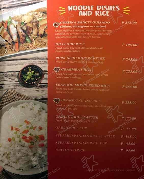 Menu at Cuesina Garden Bistro restaurant, Muntinlupa