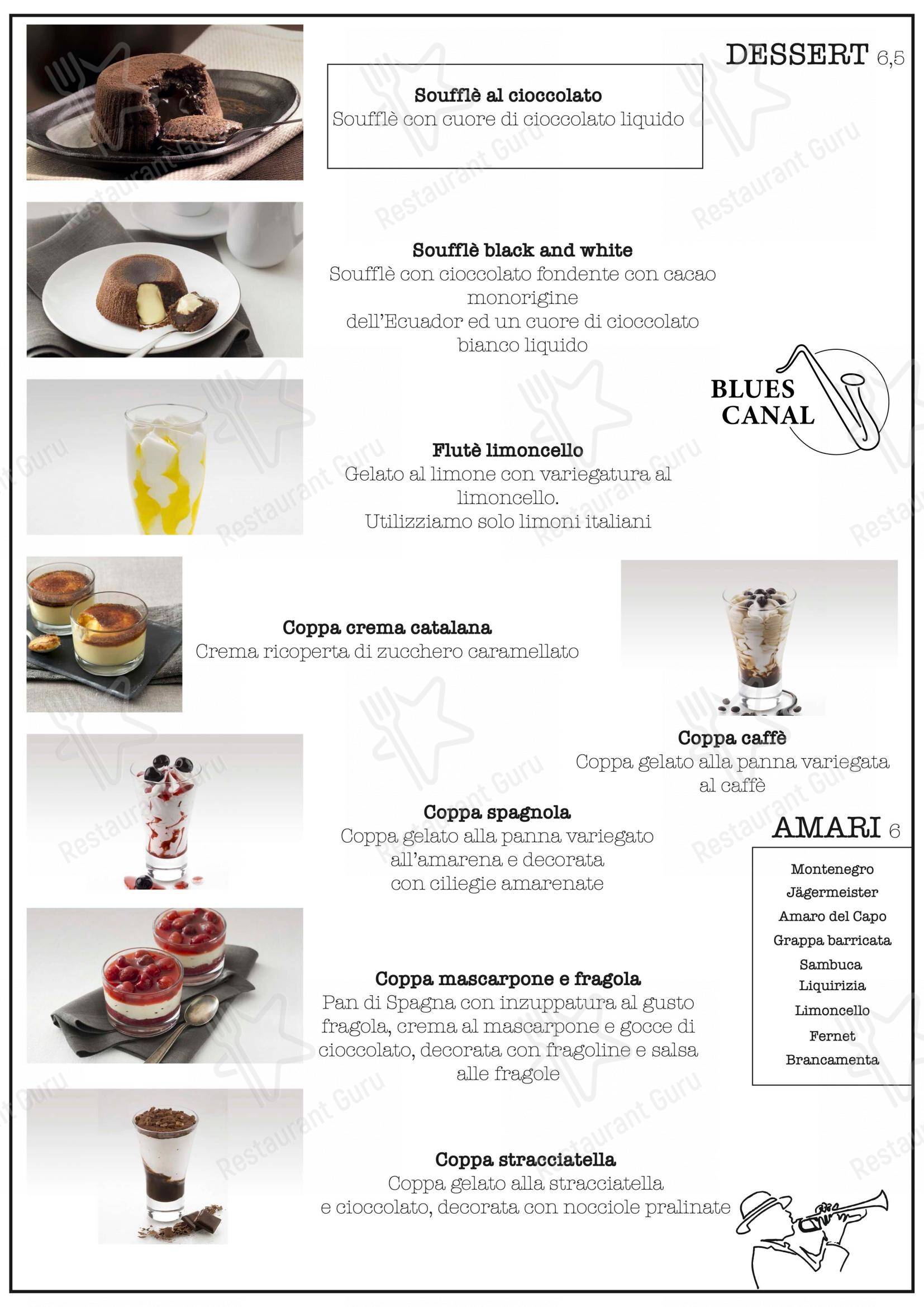 BLUES CANAL in Milano - Menu