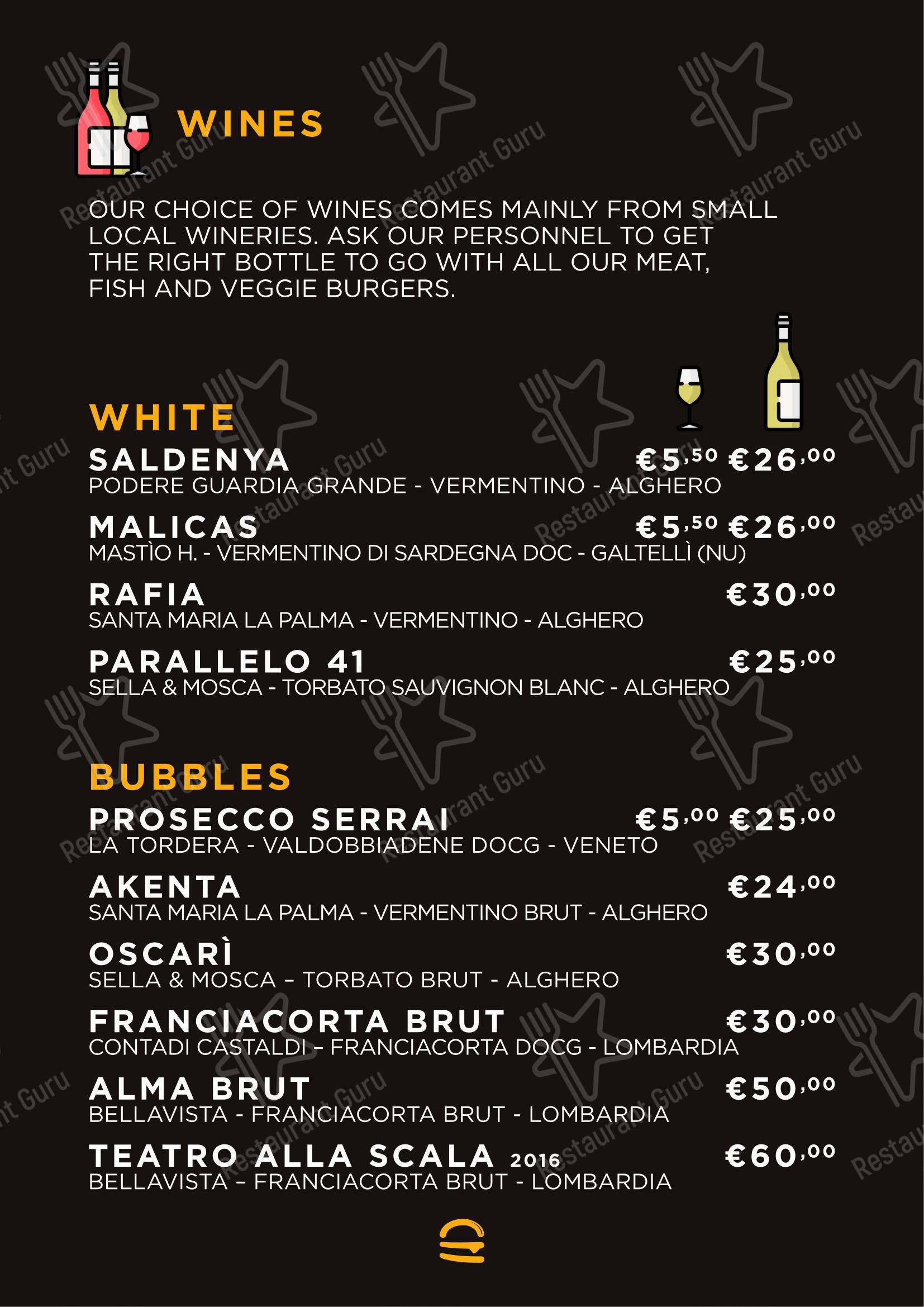 Menu di Buns Homemade Burger - Menu bar