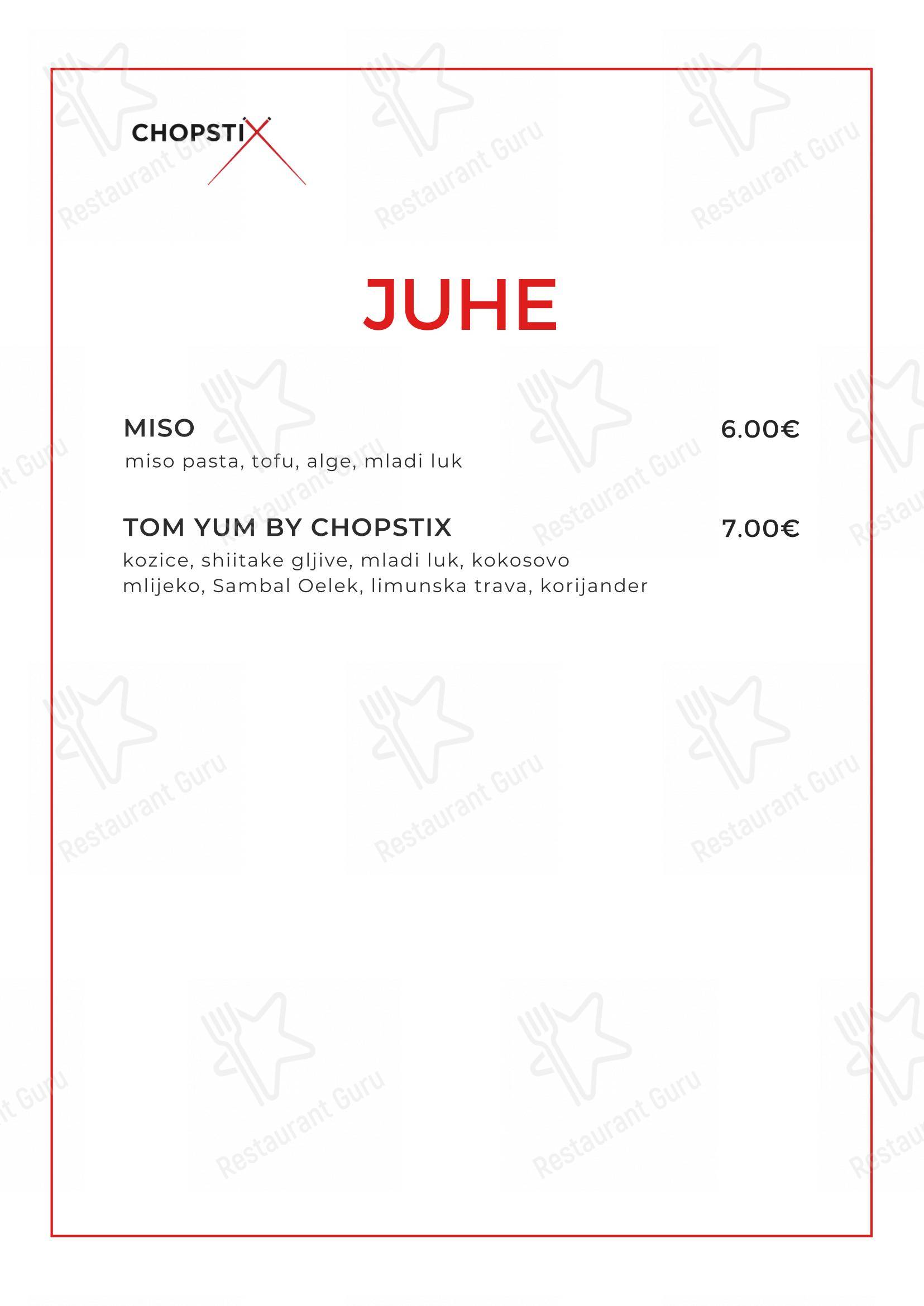 Menu di Chopstix Pan Asian Cuisine & Sushi bar - Menu