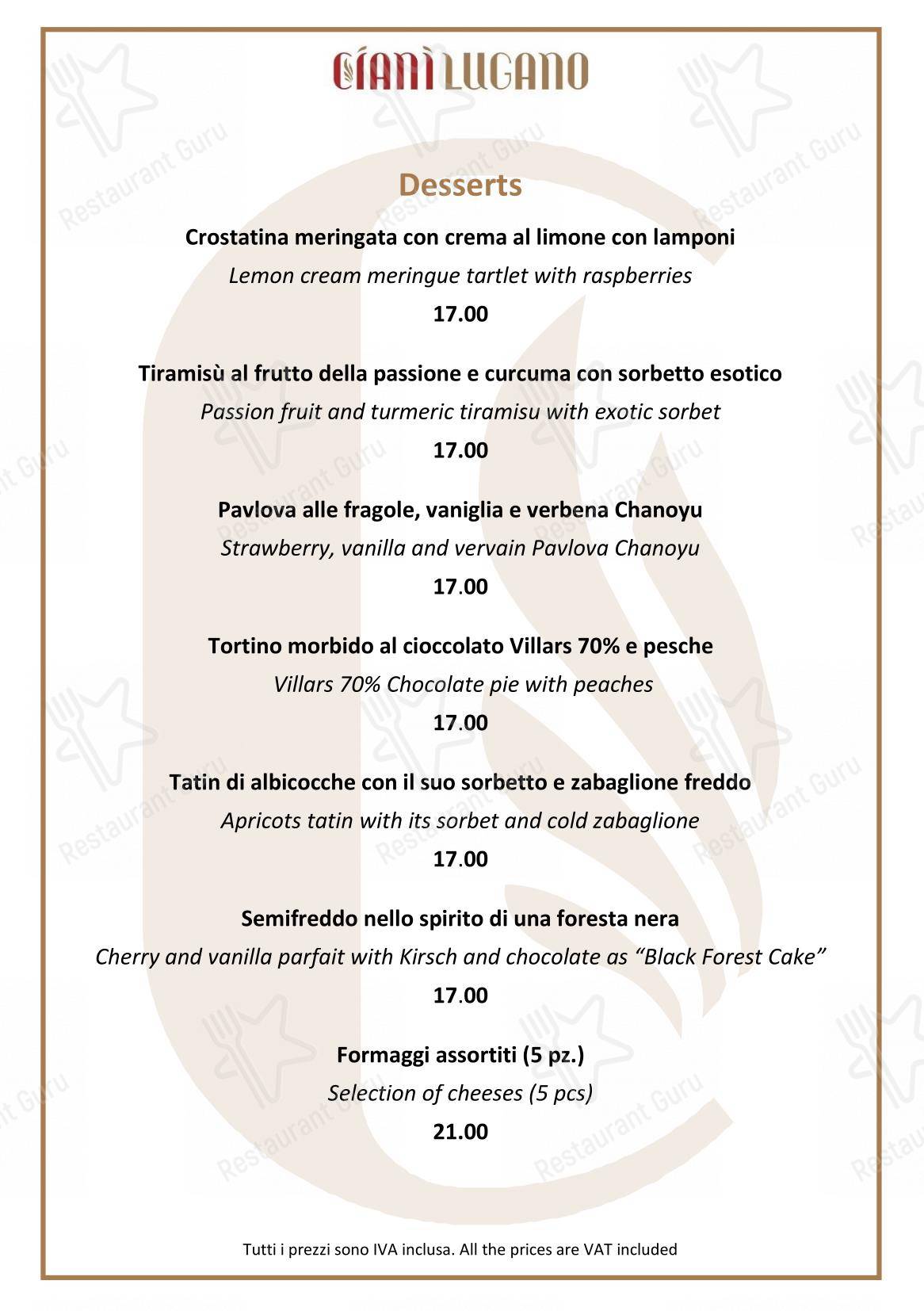Menu di Ciani Lugano