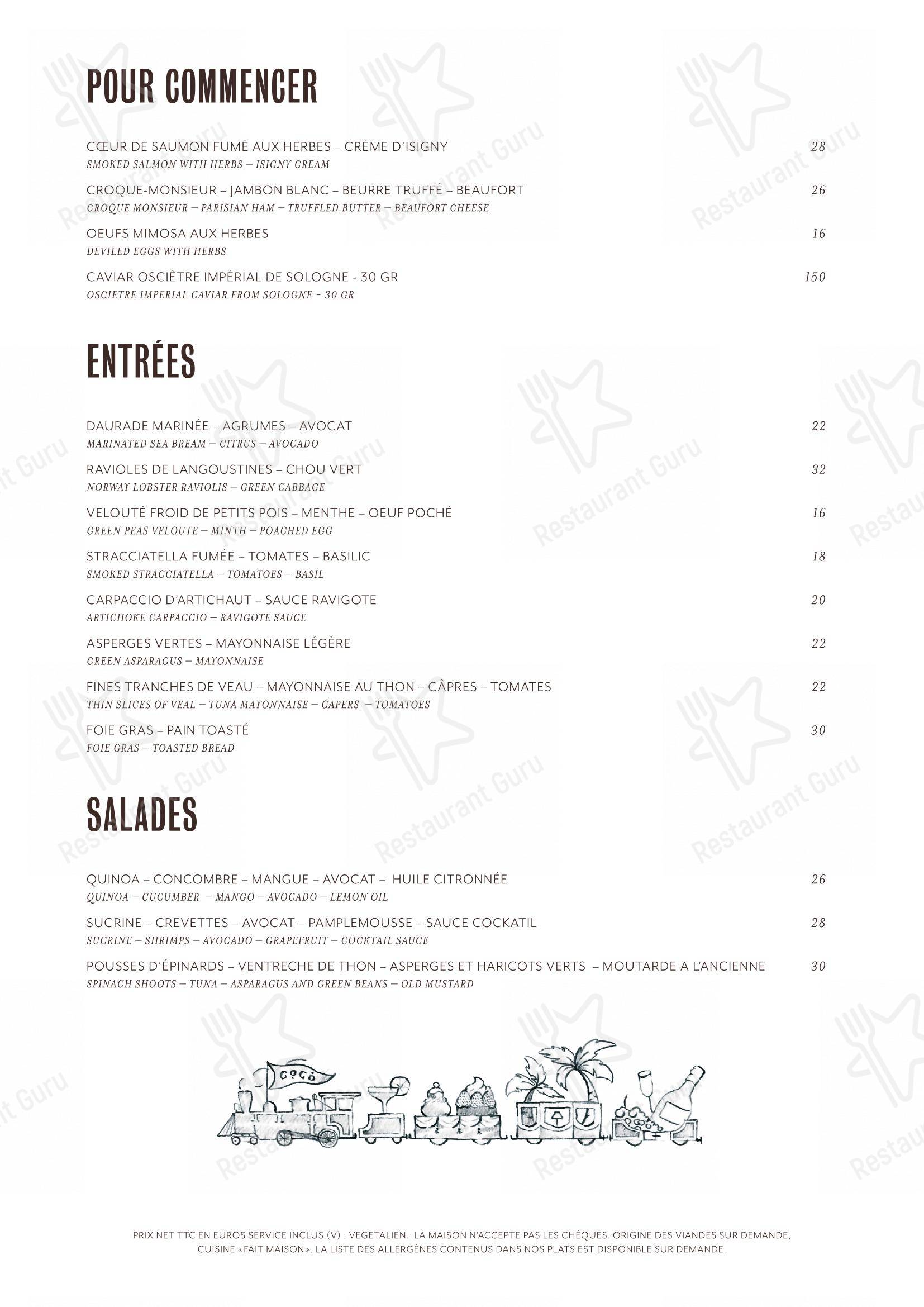Menu pour BeauCoco Lyon restaurant