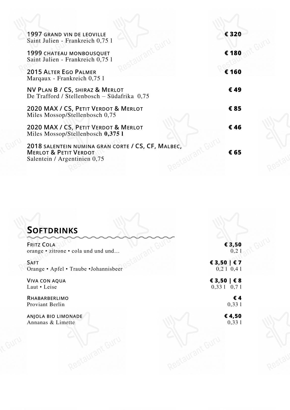 Menu pour Coast • Restaurant & Weinbar - Menu