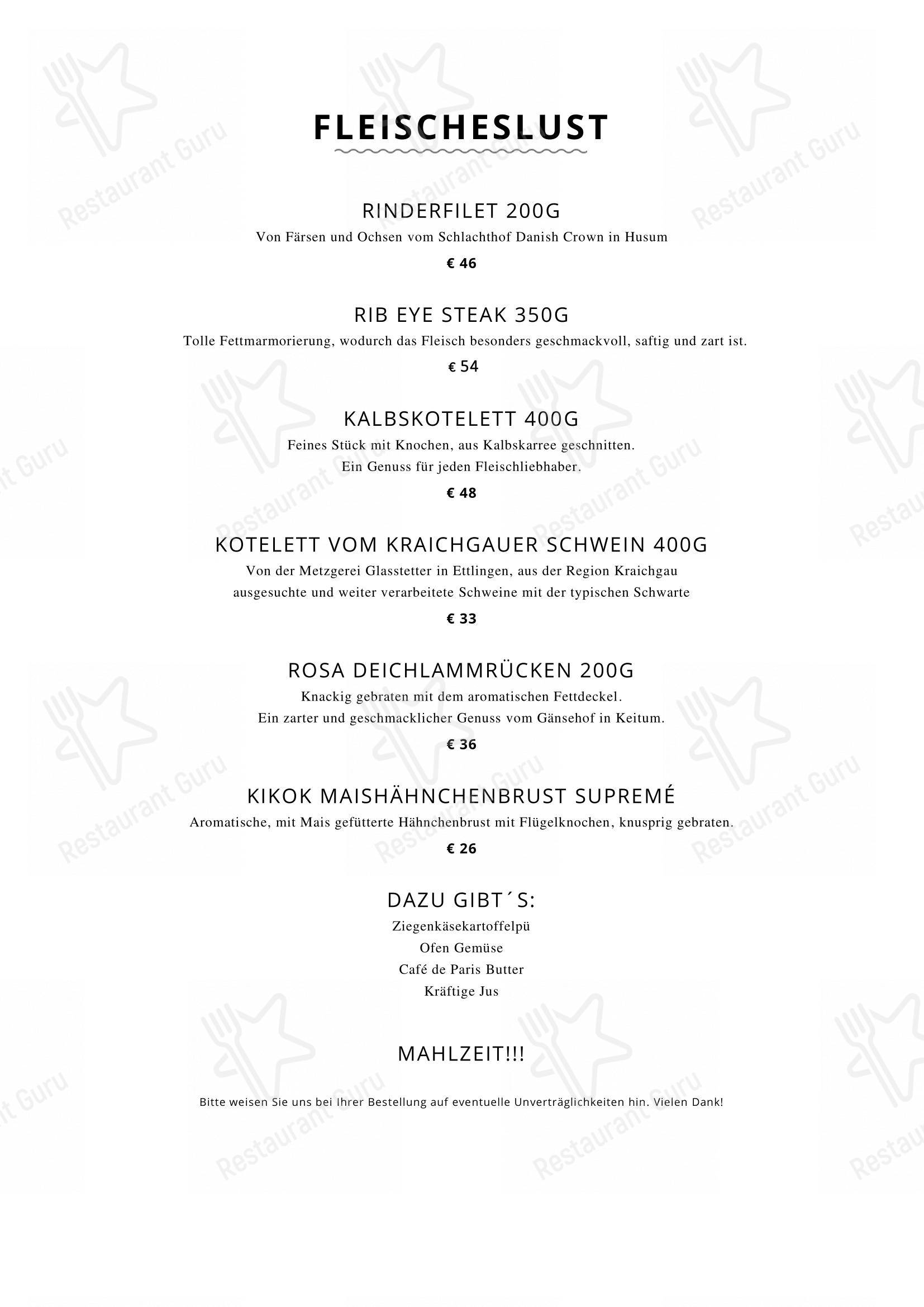 Menu pour Coast • Restaurant & Weinbar - Menu bar