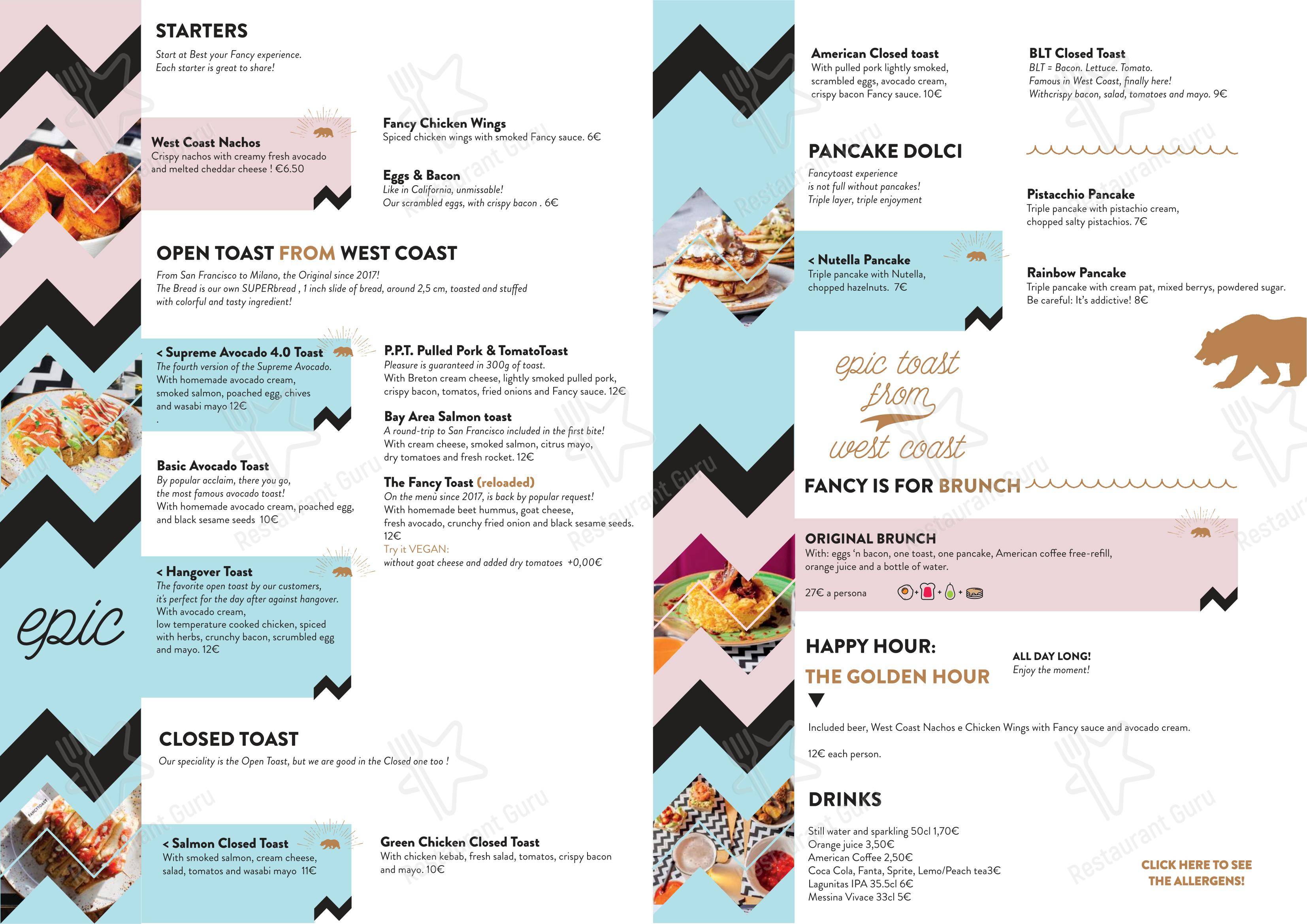 Menu di Fancytoast Bicocca - Основное меню
