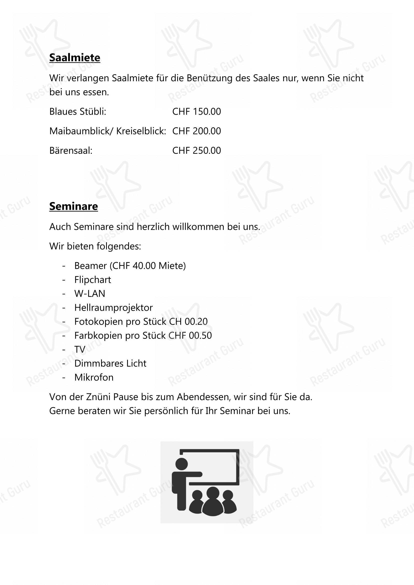 Menu di Gasthof Bären Rapperswil - Детское