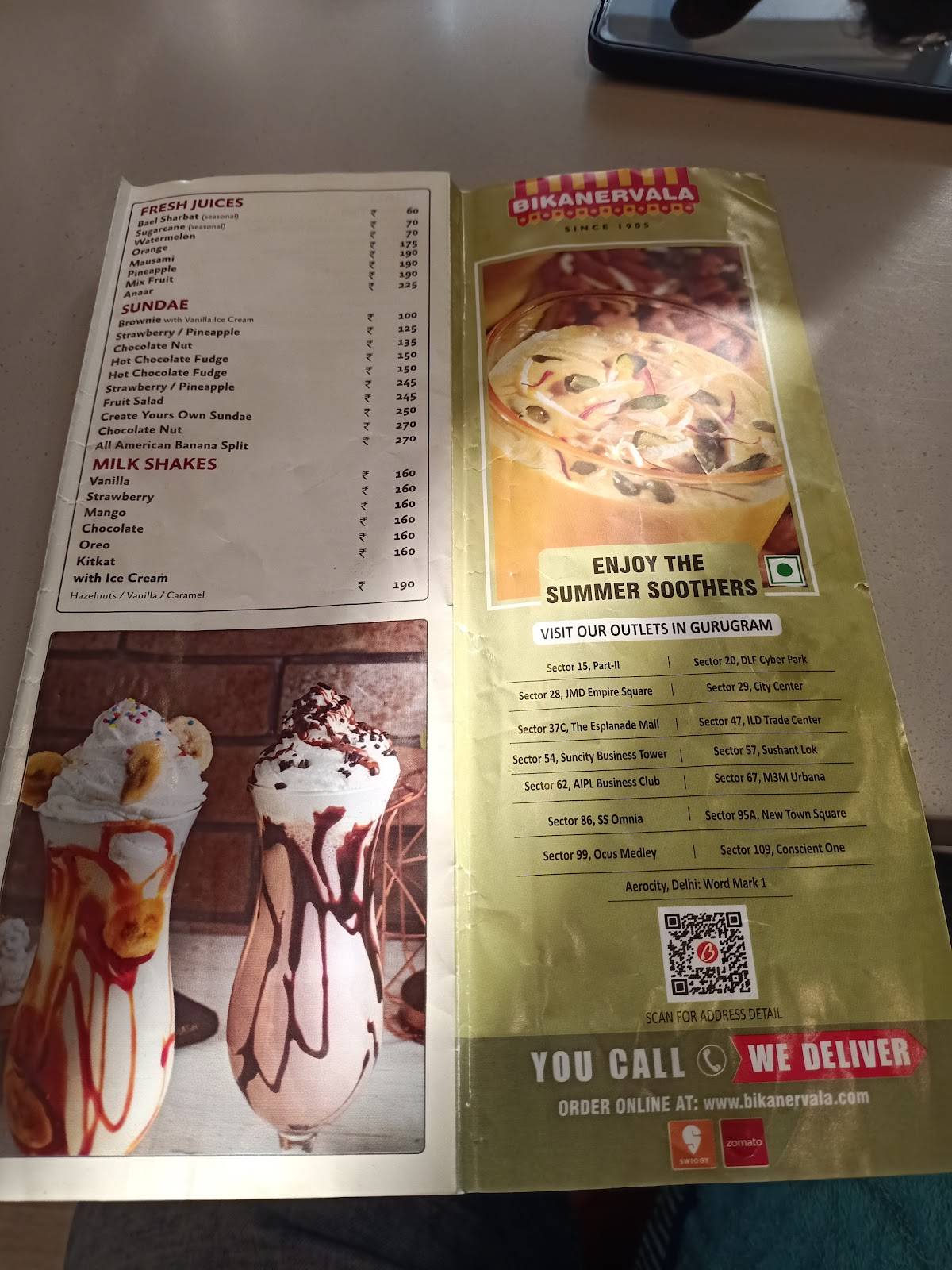 Bikanervala Cyber Park menu