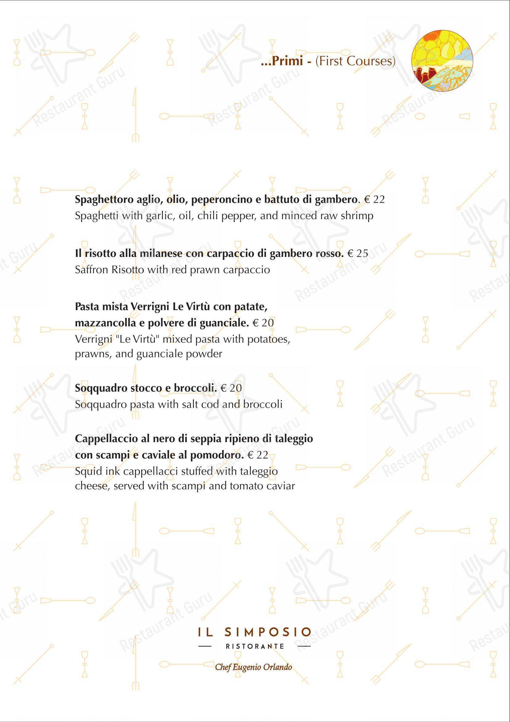 Menu di Il Simposio Ristorante Wine Bar Roma - Menu bar