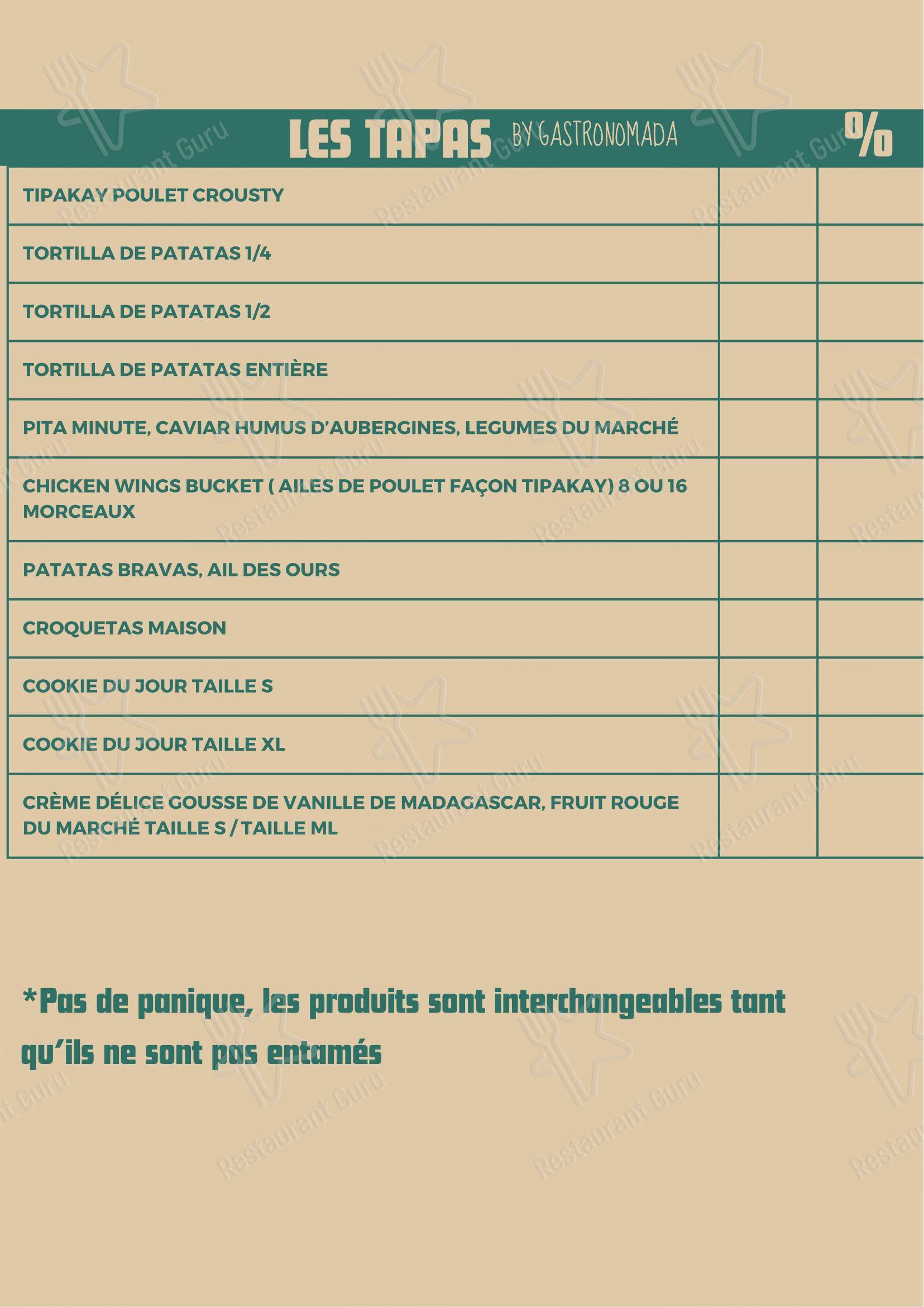 La Chope dans Anglet - Menu