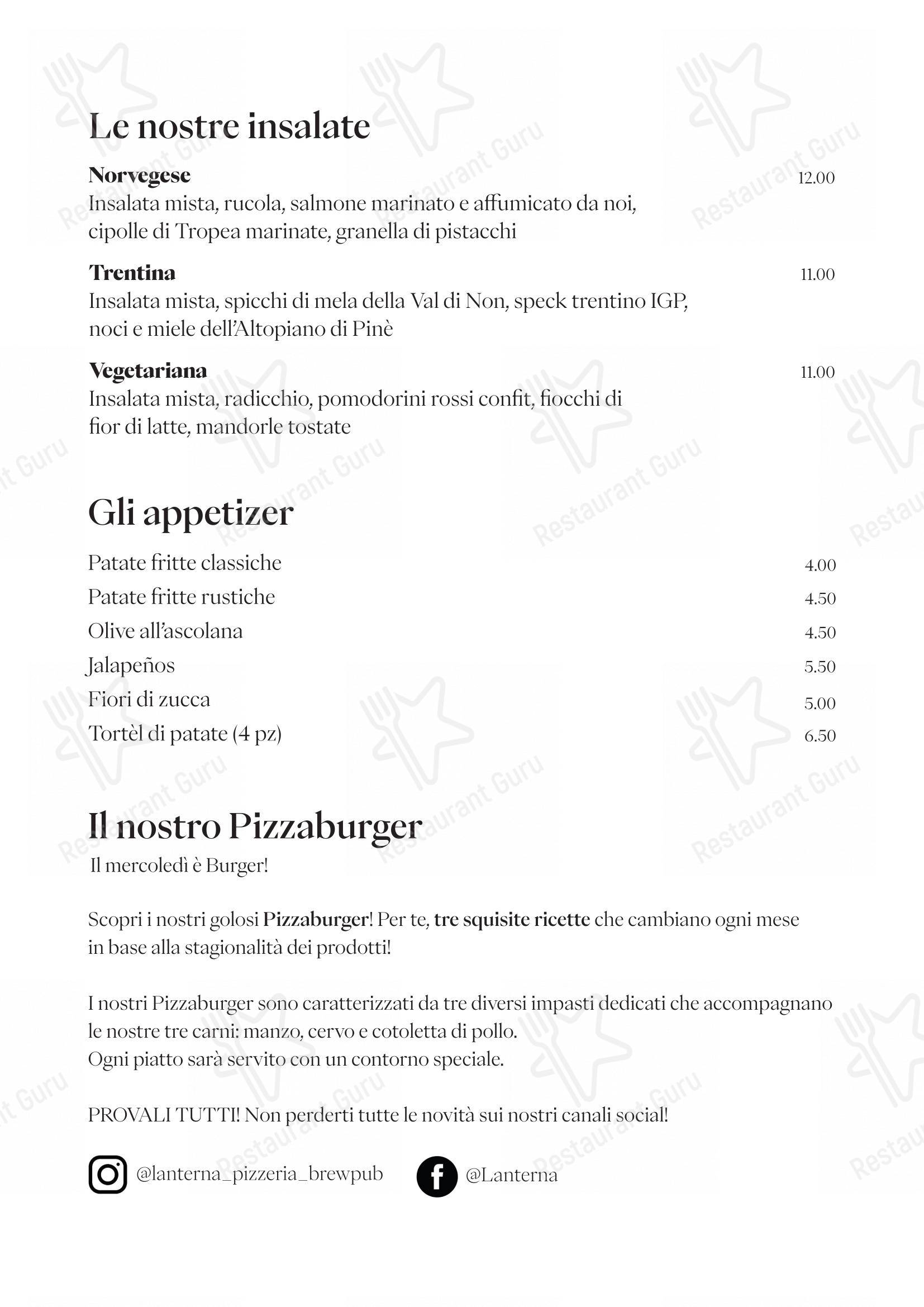 Menu per Lanterna Pizzeria & Brew Pub ristorante
