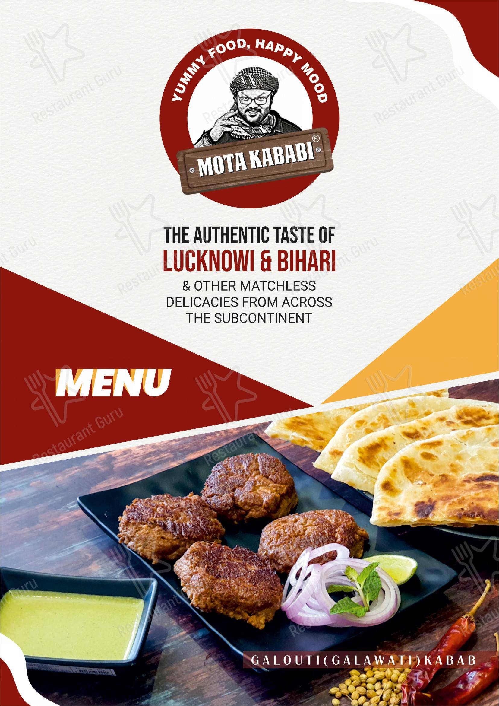 MOTA KABABI in Hyderabad - Menu