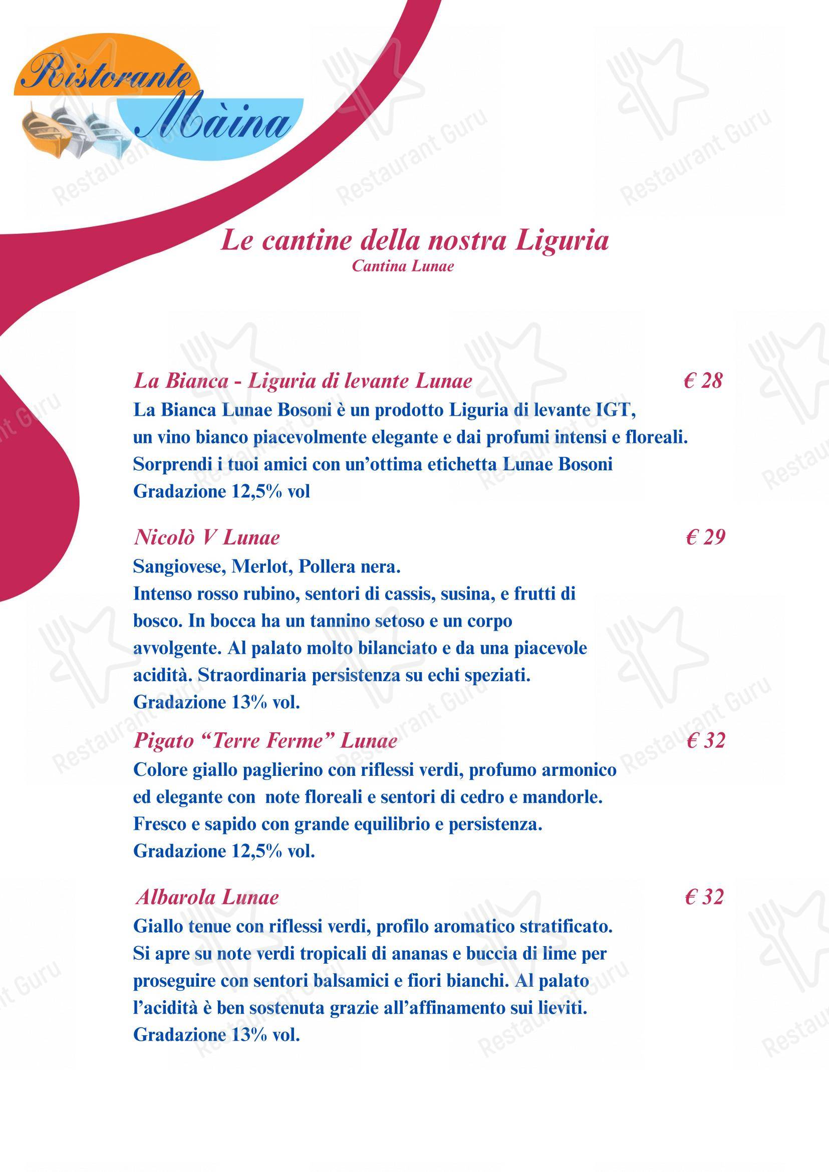 菜单 per Bagni Olimpia - Ristorante Maina ristorante