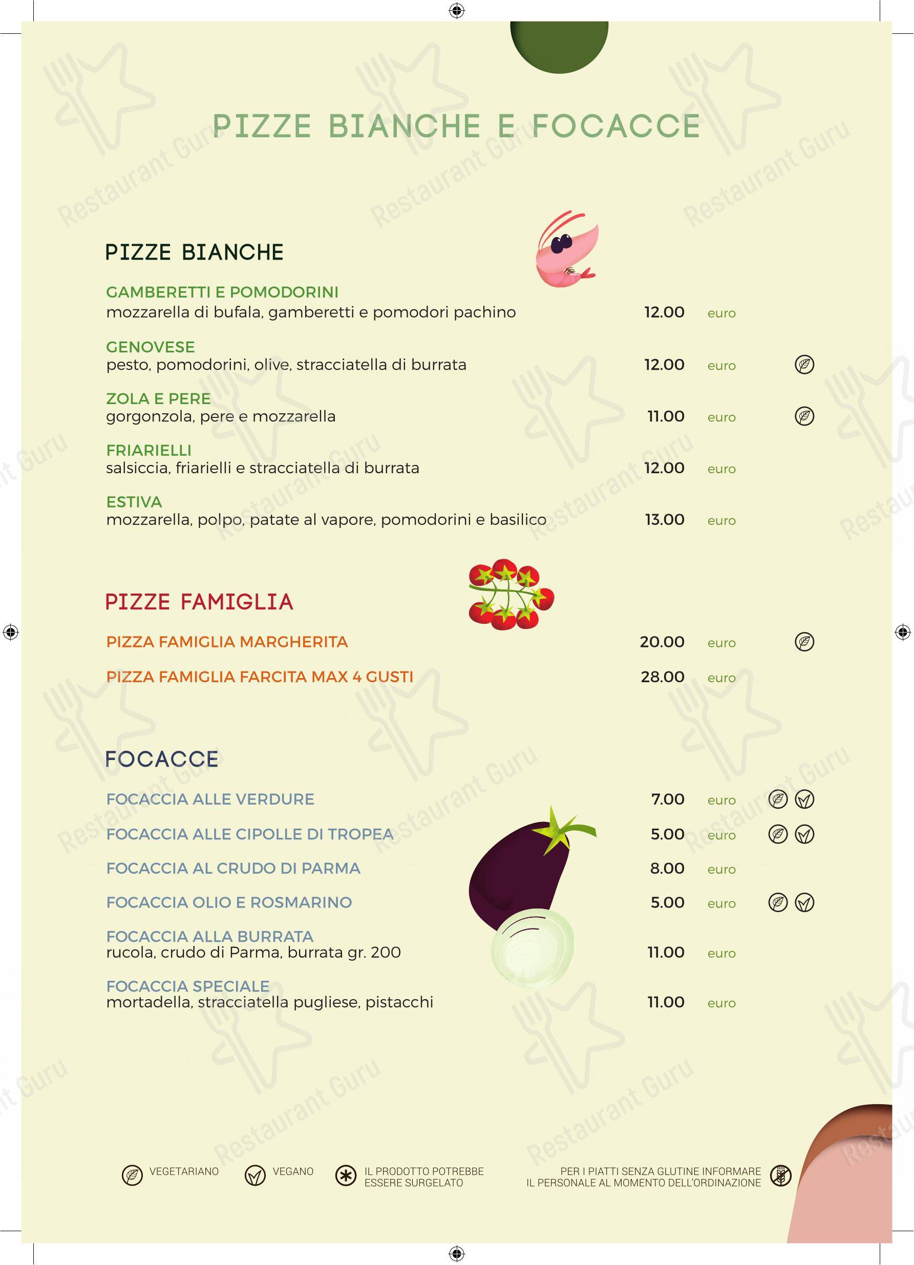 Menu bar per Mi gioco la pizza ristorante