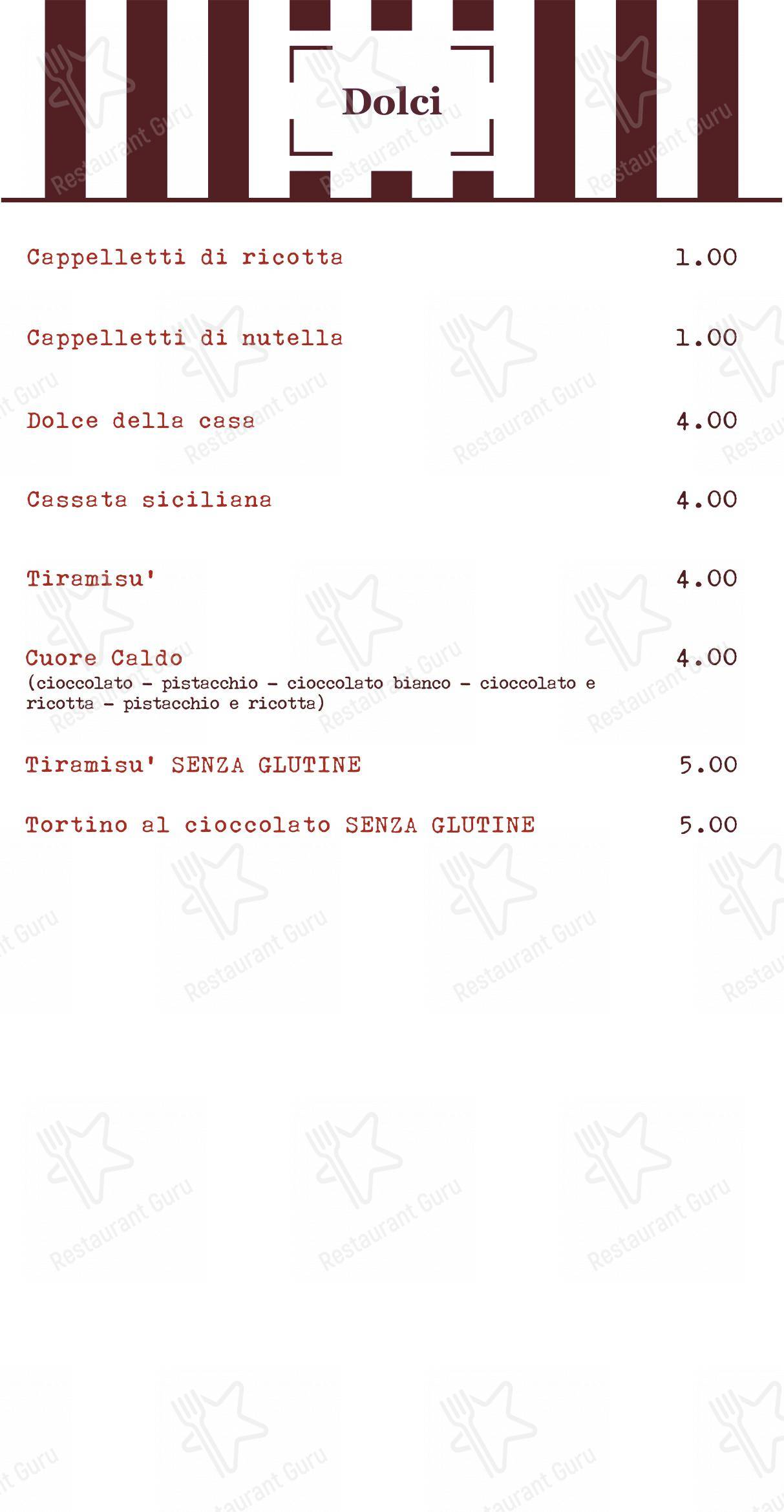 Menu bar per Mondo Pizza in Marsala