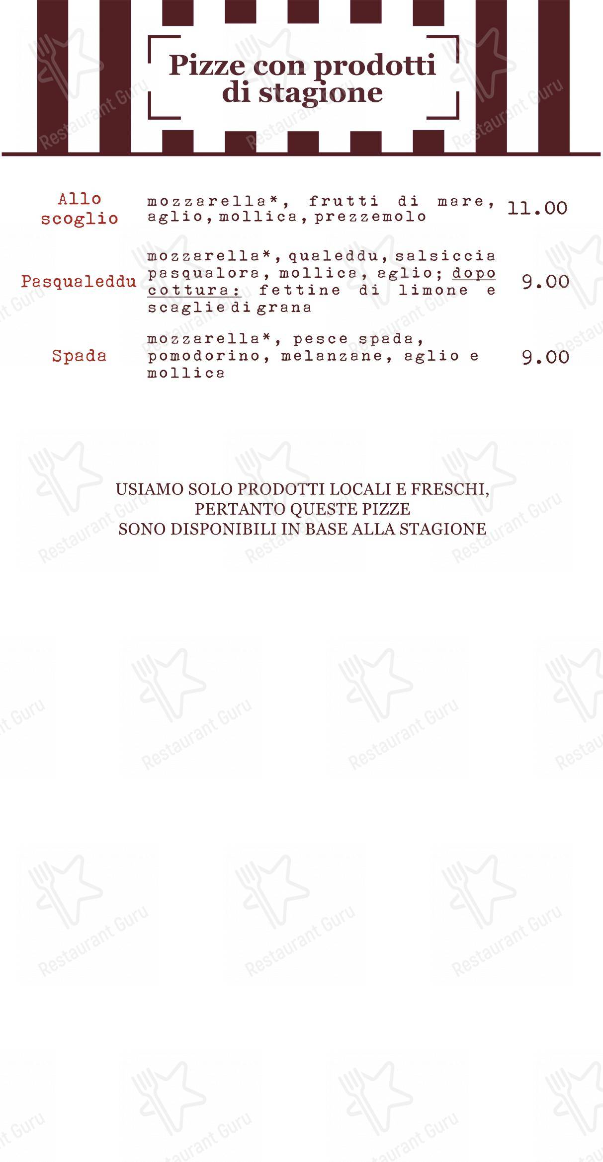 Menu bar per Mondo Pizza in Marsala