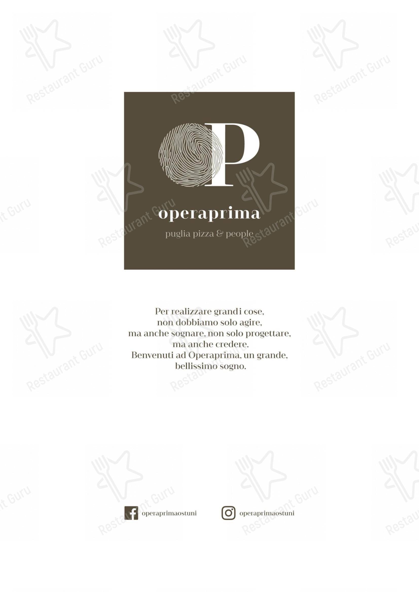 Menu di Operaprima - Ristorante Pizzeria - Menu bar