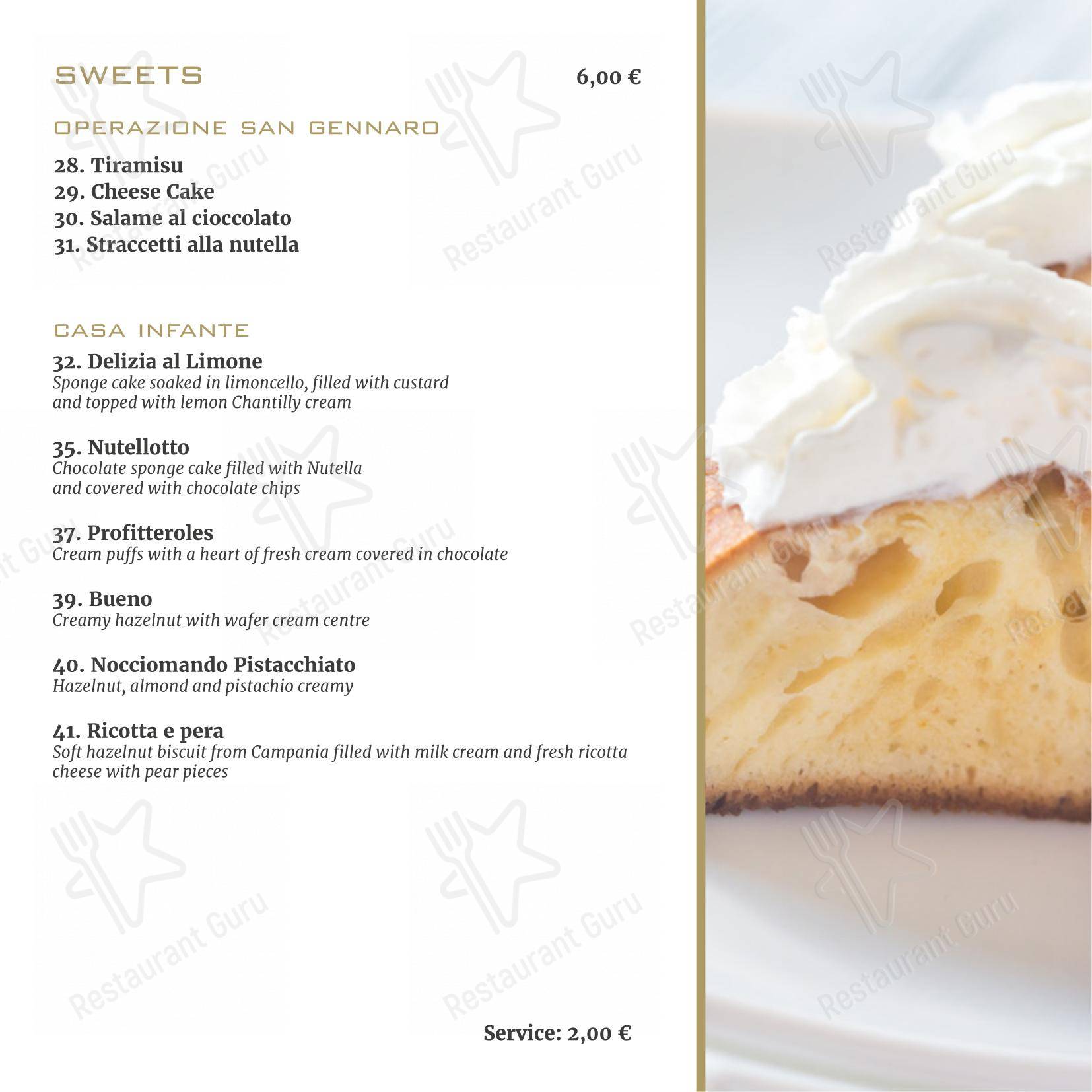 Menu per Operazione San Gennaro ristorante