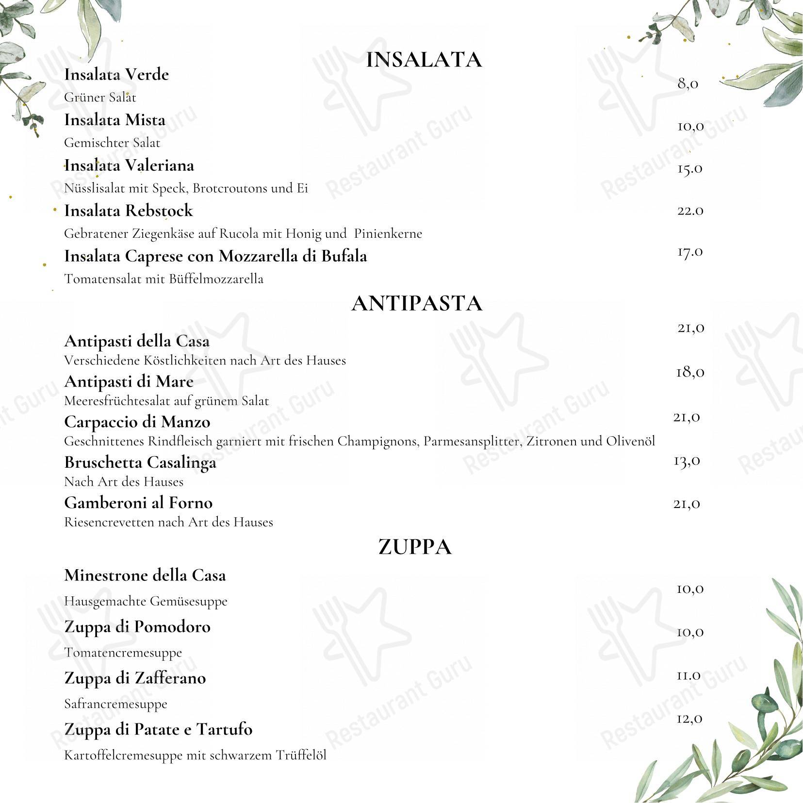 Pizzeria Rebstock in Neuhausen am Rheinfall - Menu