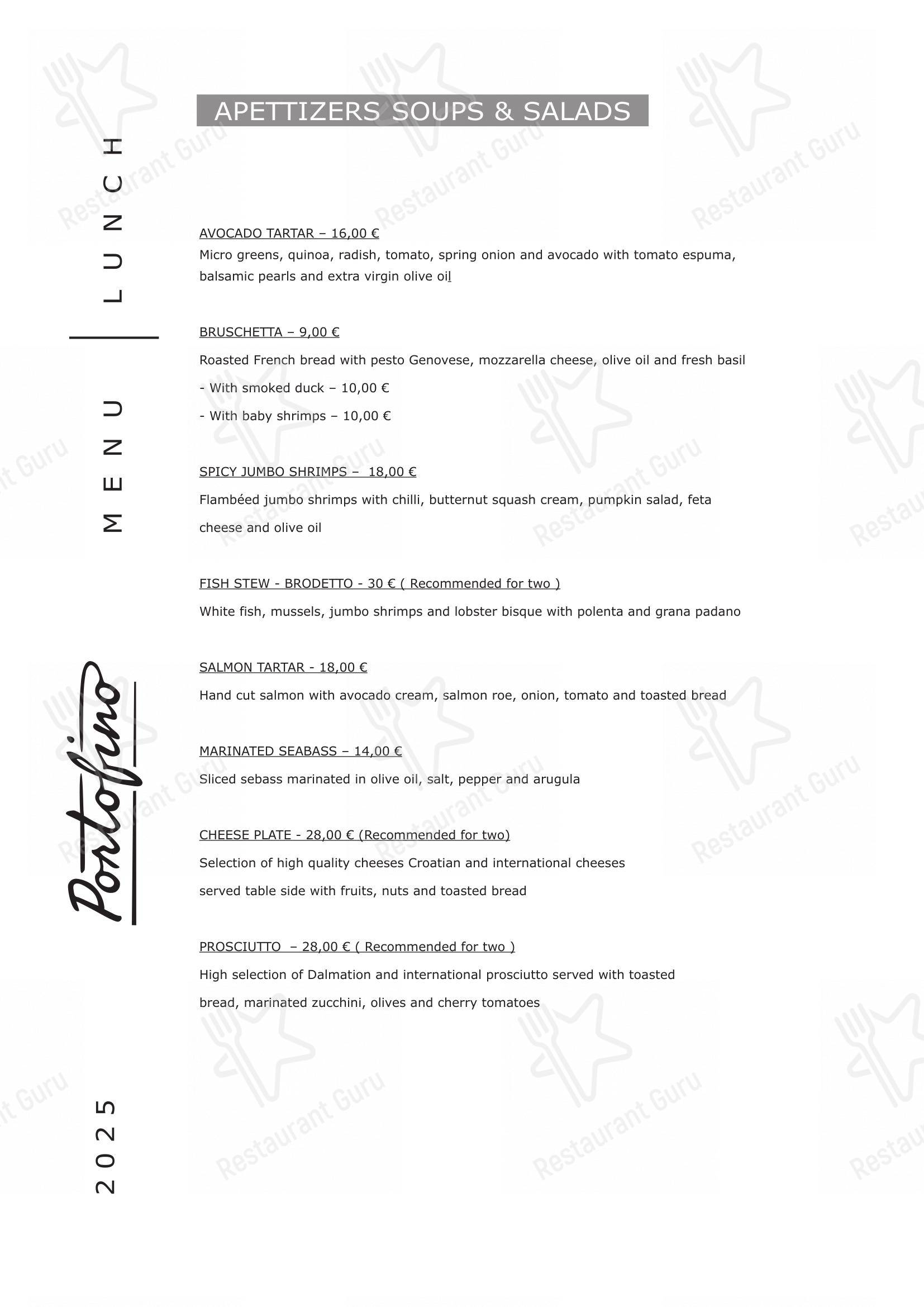 Menu per Portofino ristorante
