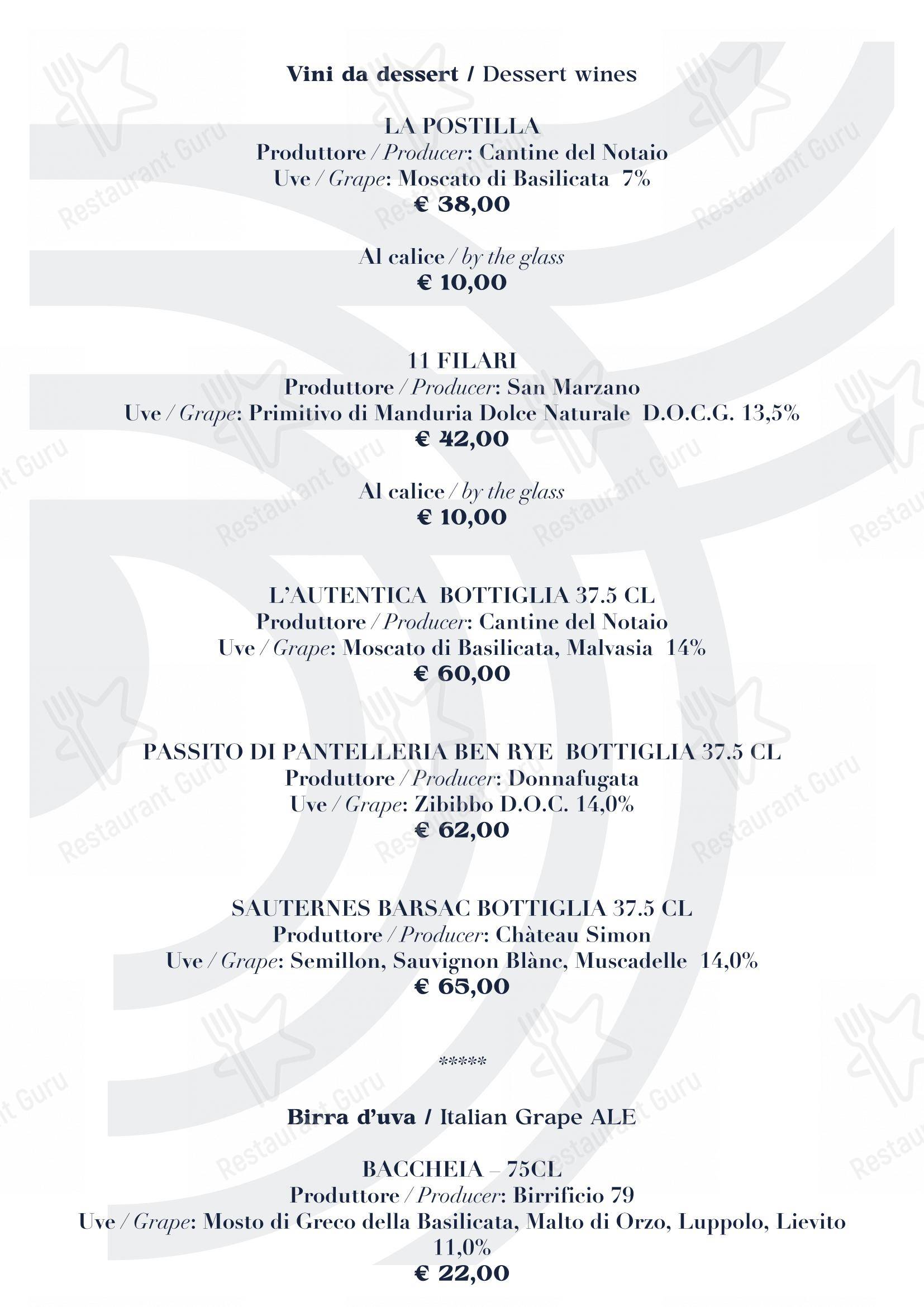 Menu di BV Quarry Rooftop Terrace Matera - Restaurant Garden Inn - Takeaway Menu