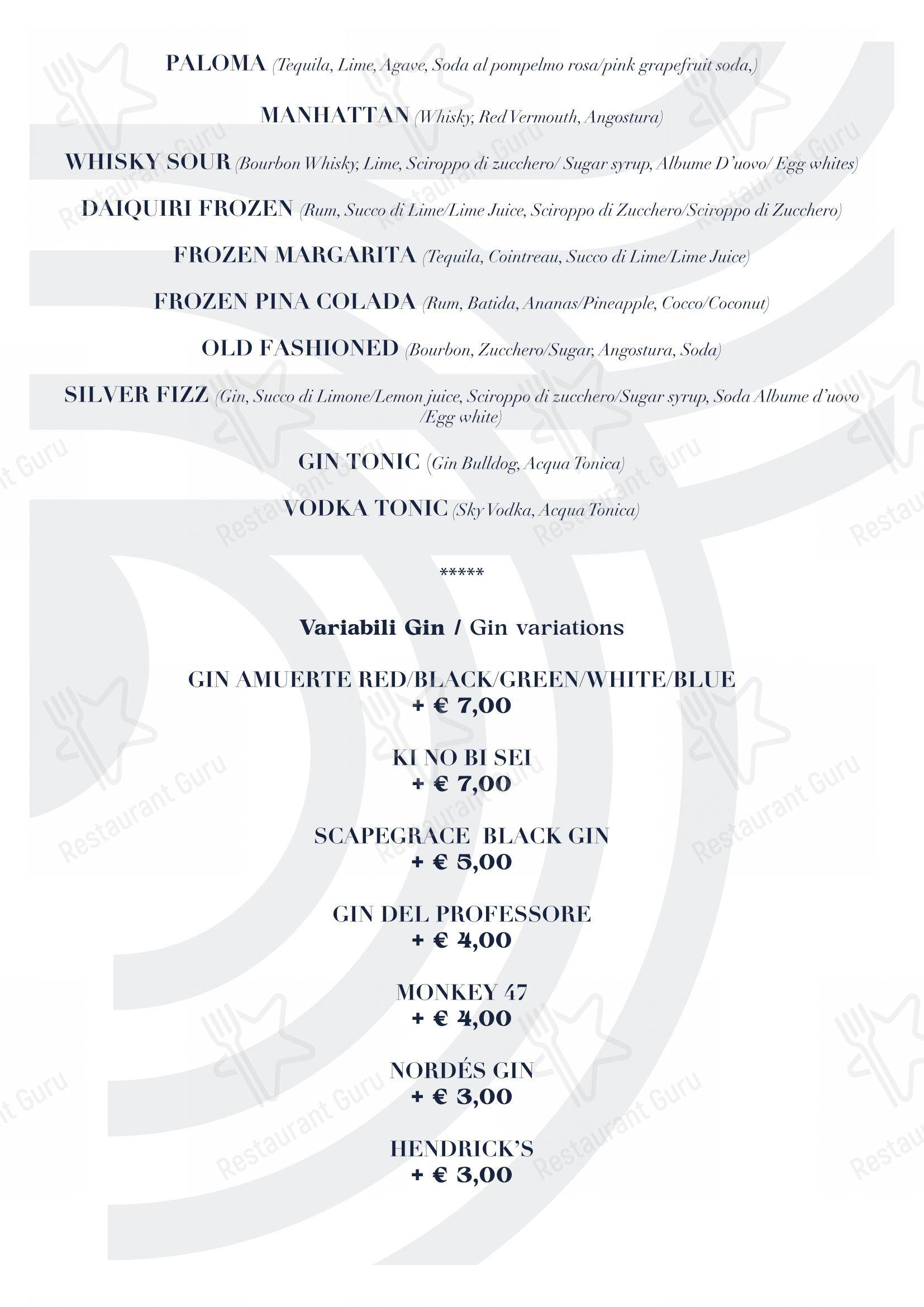 Menu di BV Quarry Rooftop Terrace Matera - Restaurant Garden Inn - Ночное меню