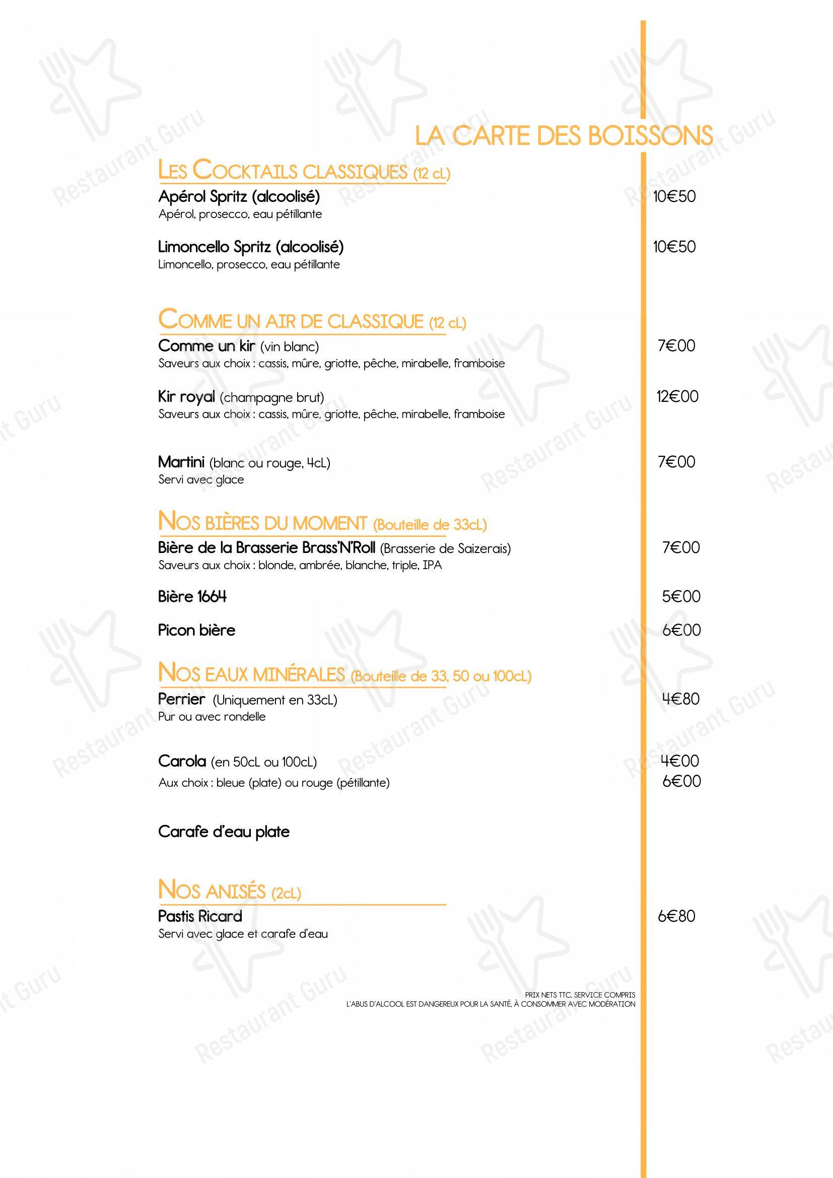 菜单 pour Restaurant L'Eliceur dans Nancy