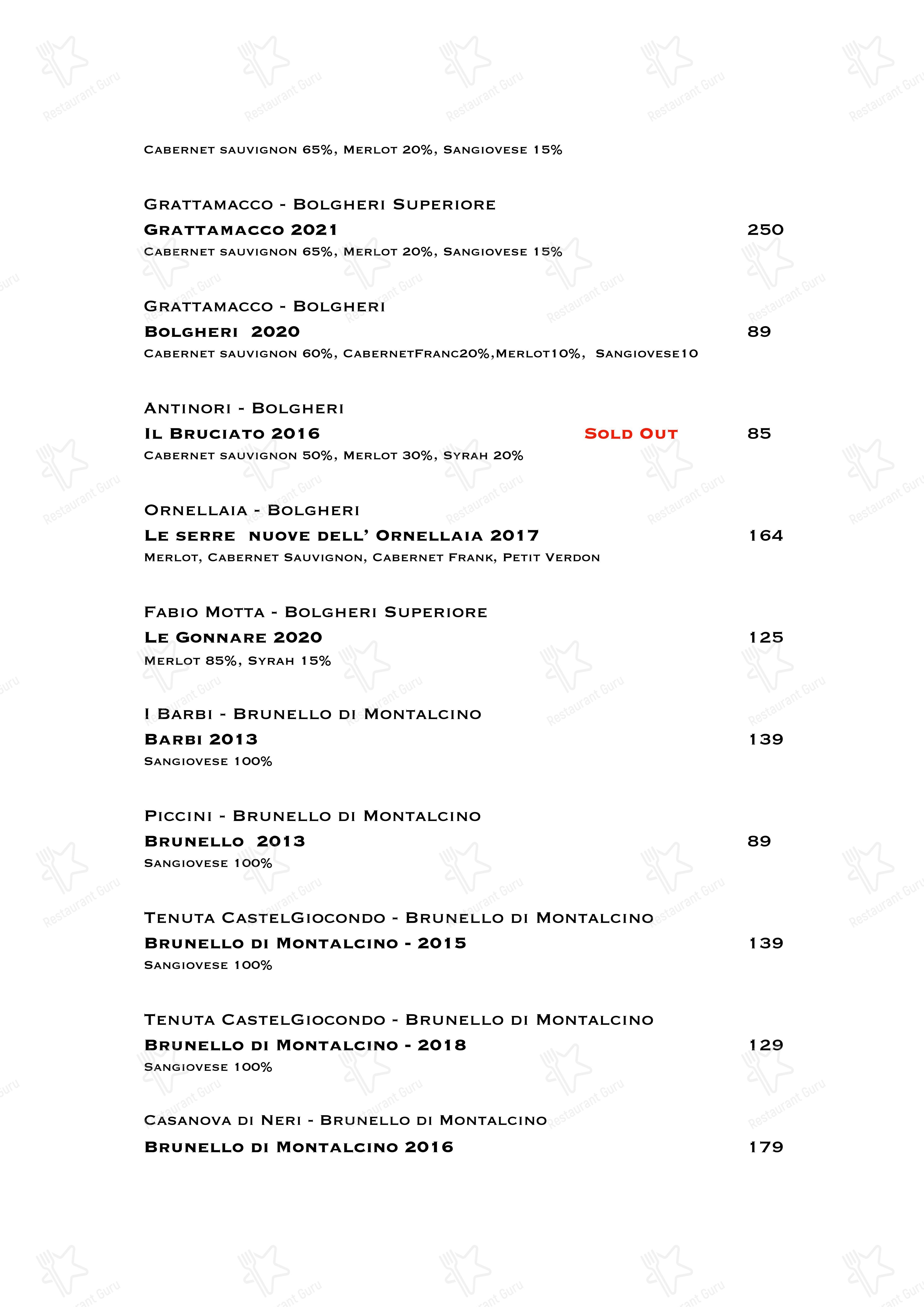 Menu di Ristorante Boccon DiVino - Catering Menu