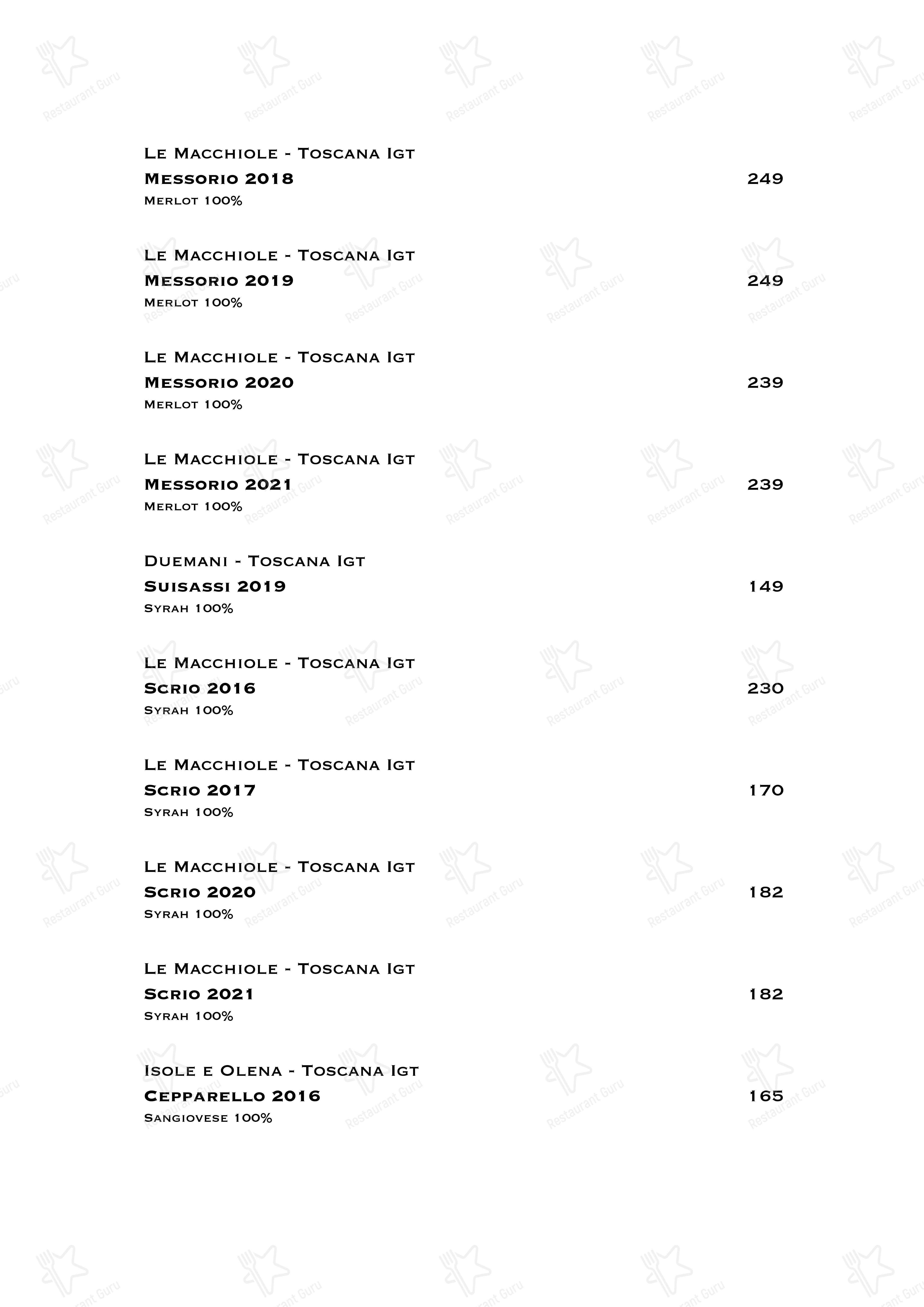 Dinner Menu per Ristorante Boccon DiVino in Gallarate