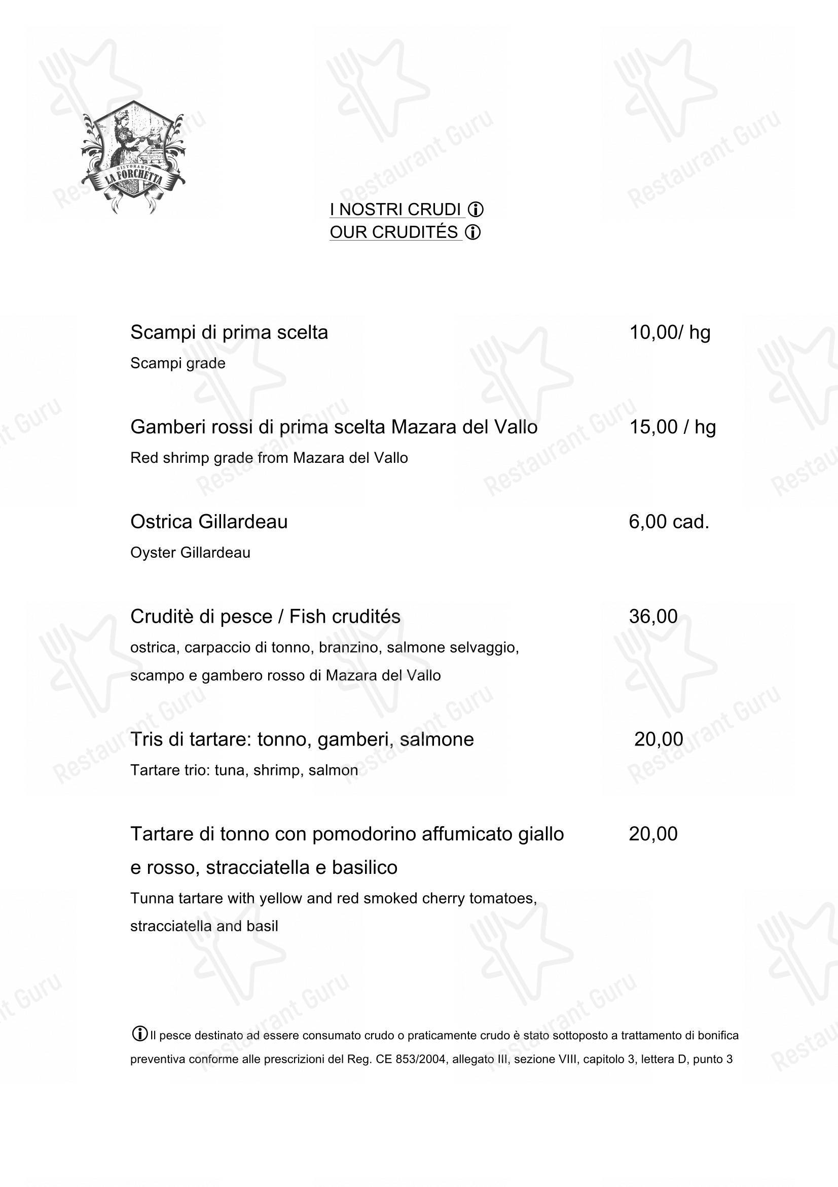 Menu per Ristorante La Forchetta Parma ristorante