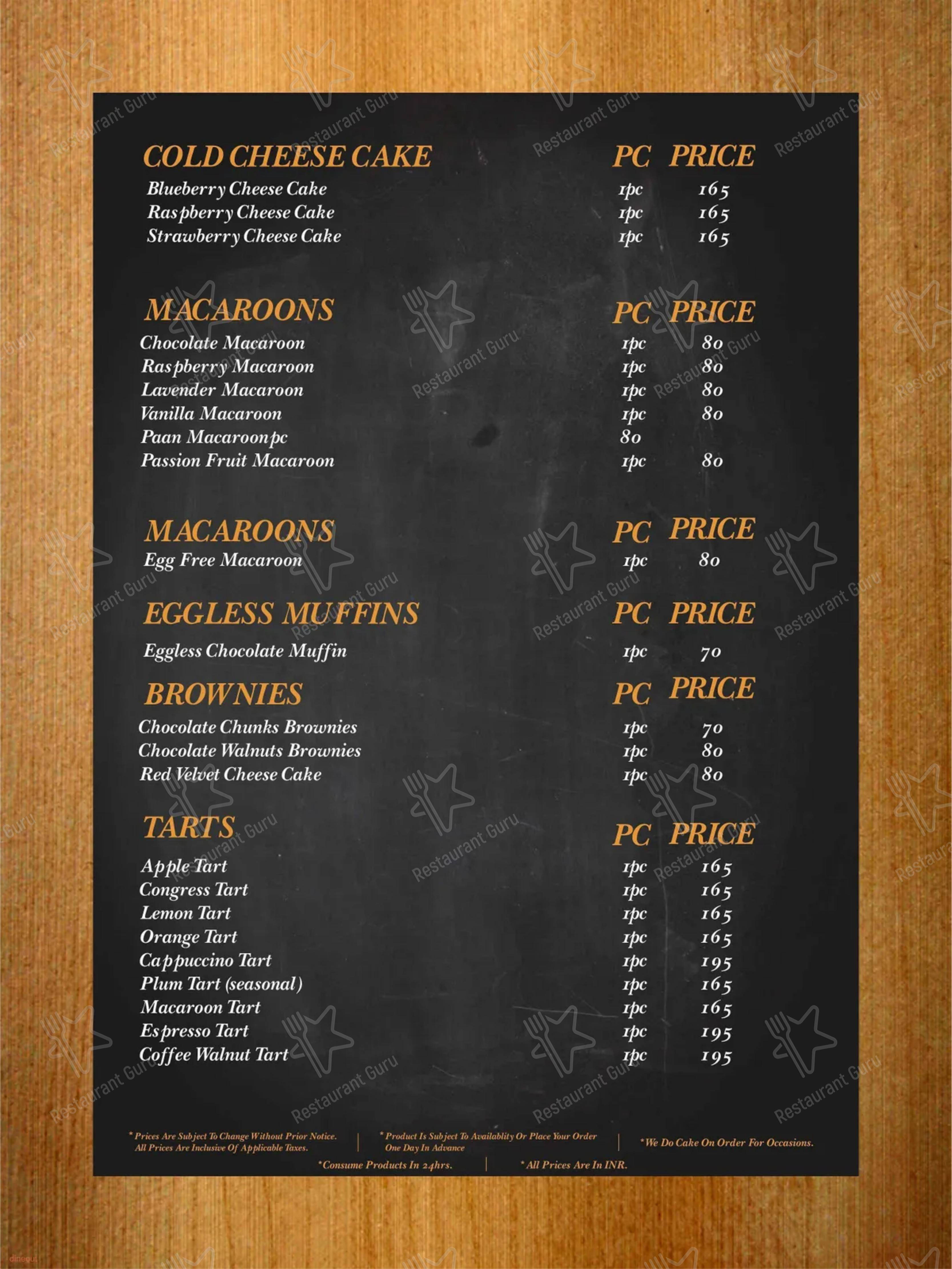 Menu for the Rustique - Cafe & Bar restaurant