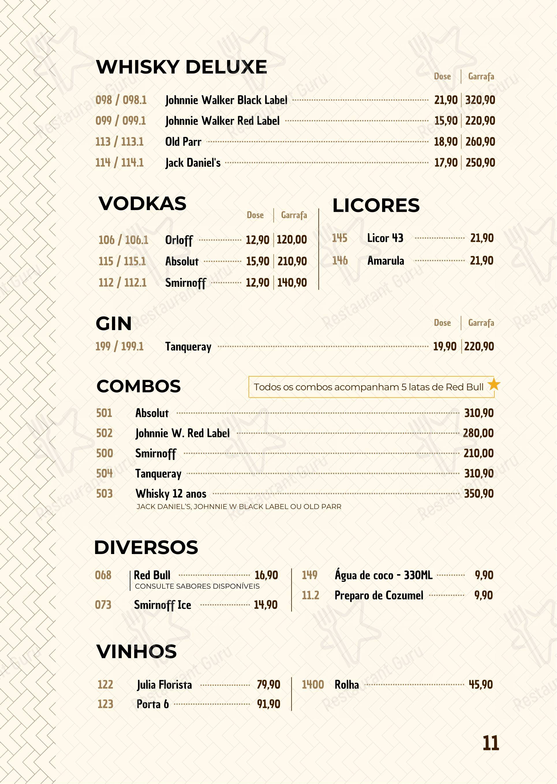 菜单 para Seu Juca restaurante