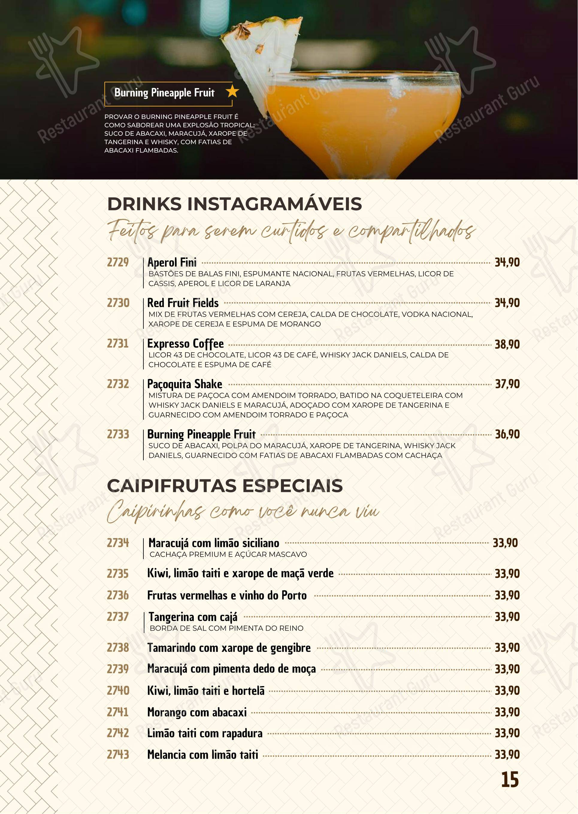 Menu bar para Seu Juca restaurante