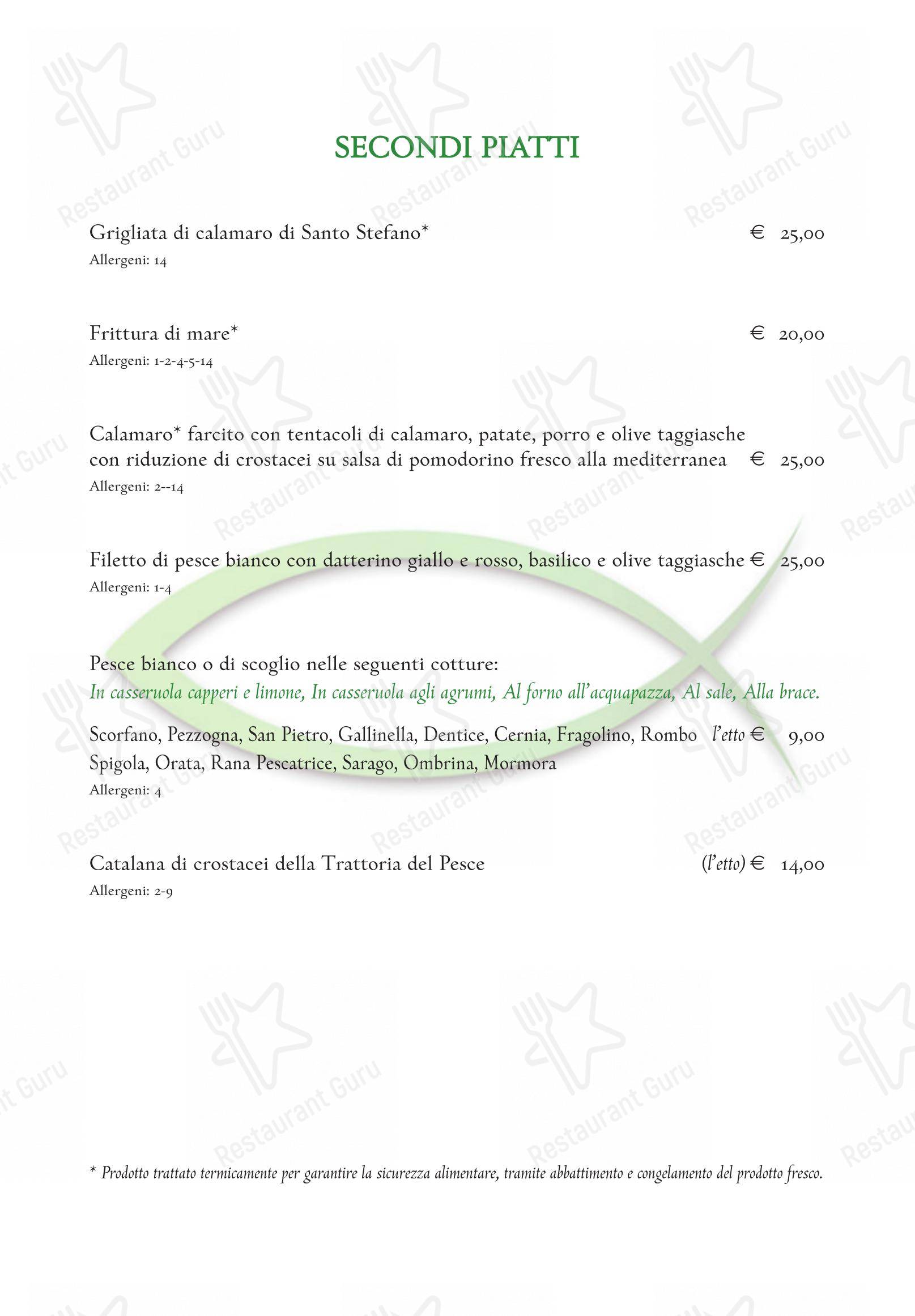 Menu di Trattoria del Pesce - Menu