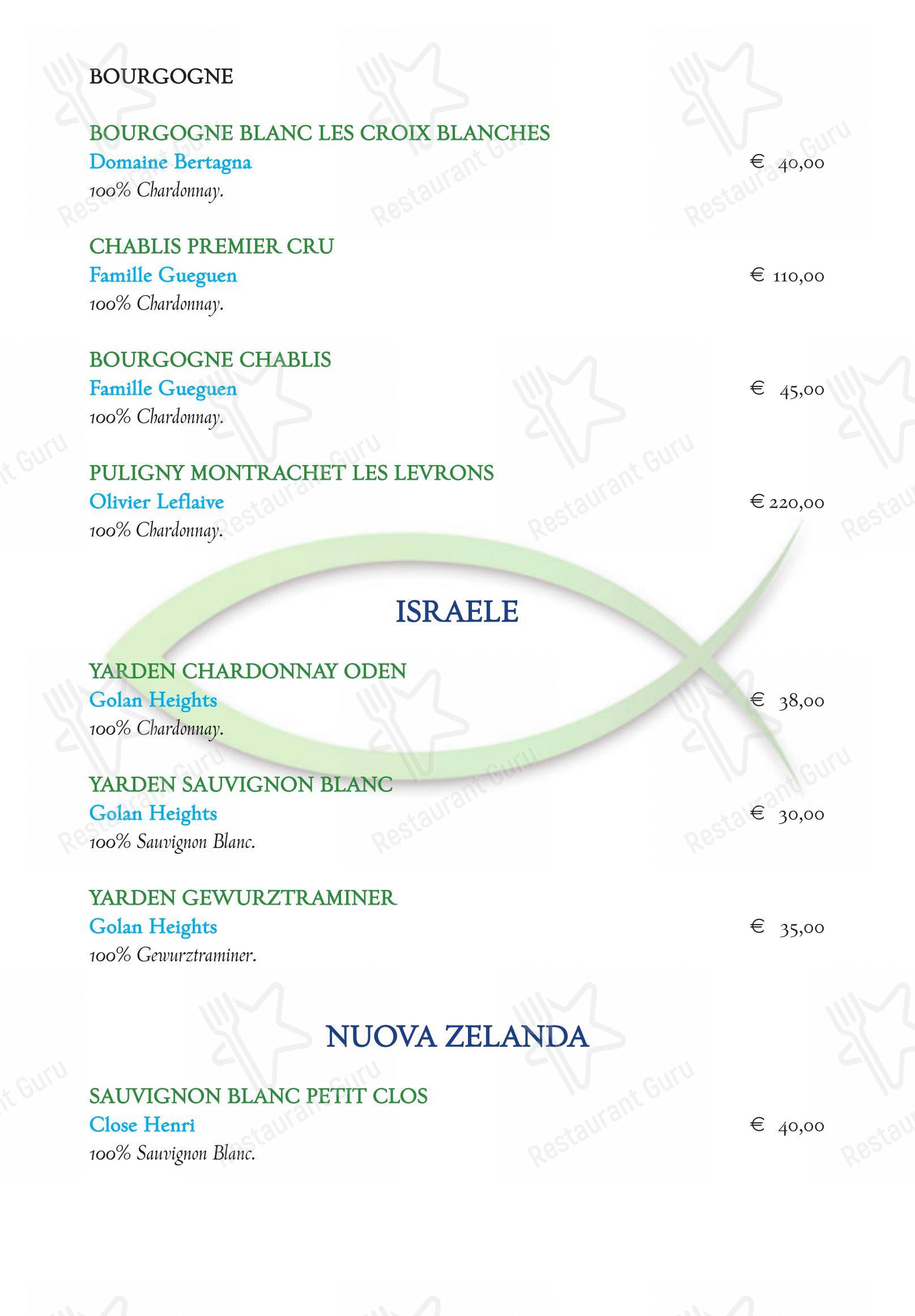 Menu di Trattoria del Pesce - Menu bar