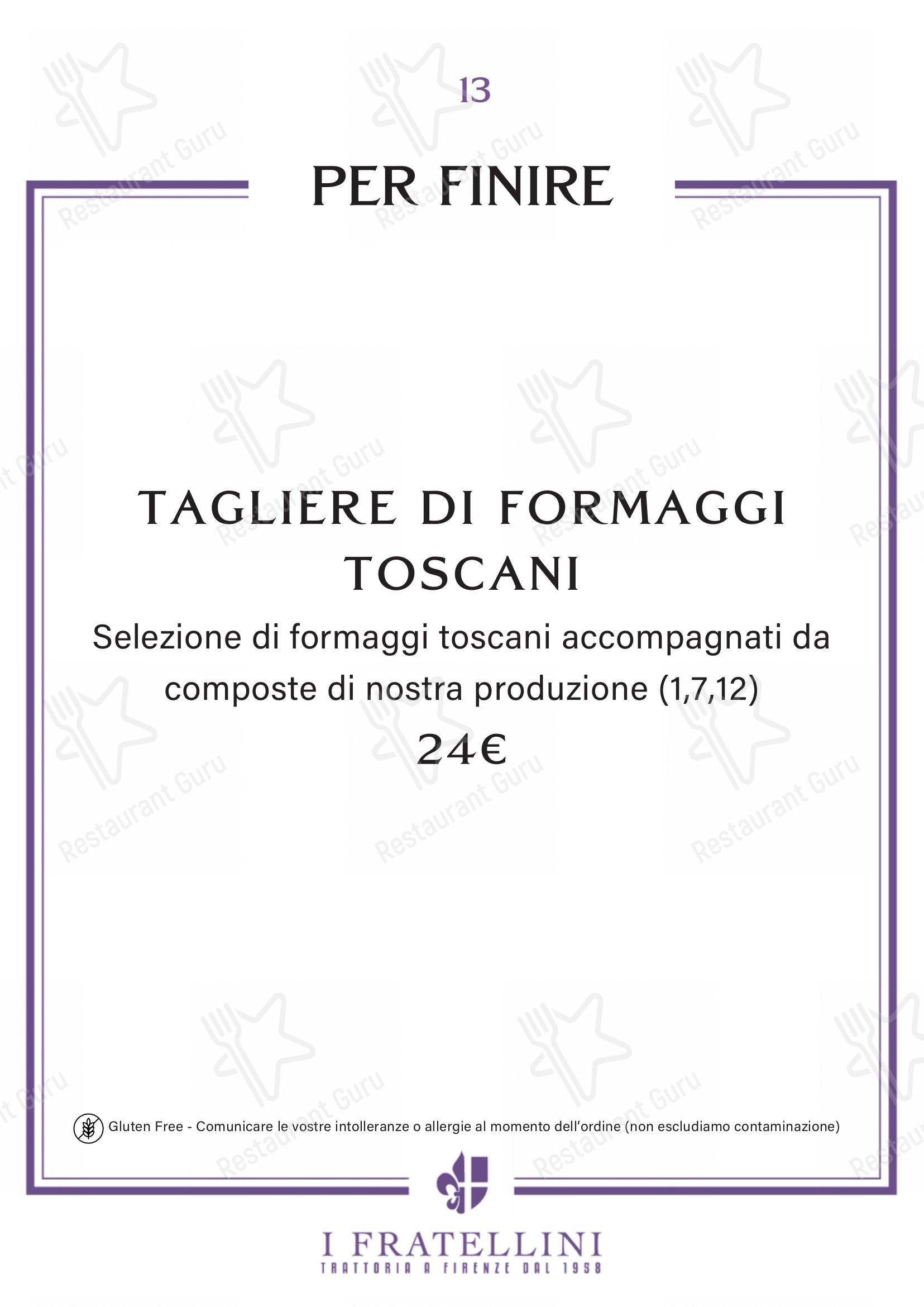 Menu per Trattoria i Fratellini pub & bar